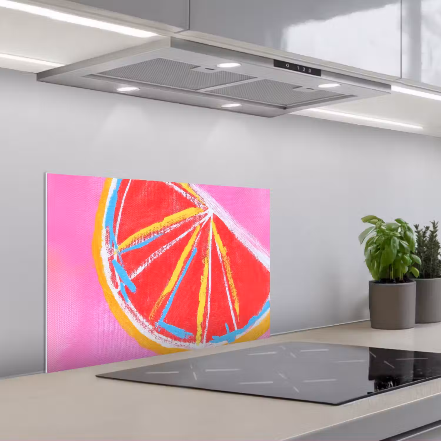 Grapefruit - Geschilderd - Roze - Strepen keuken achterwand spatscherm klein -3d_schuin