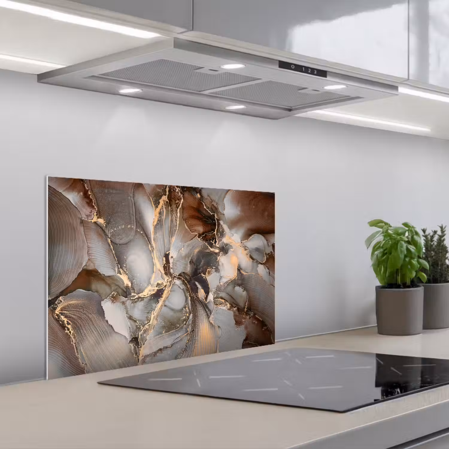 Grijs - Goud - Marmer - Marmerlook keuken achterwand spatscherm klein -3d_schuin