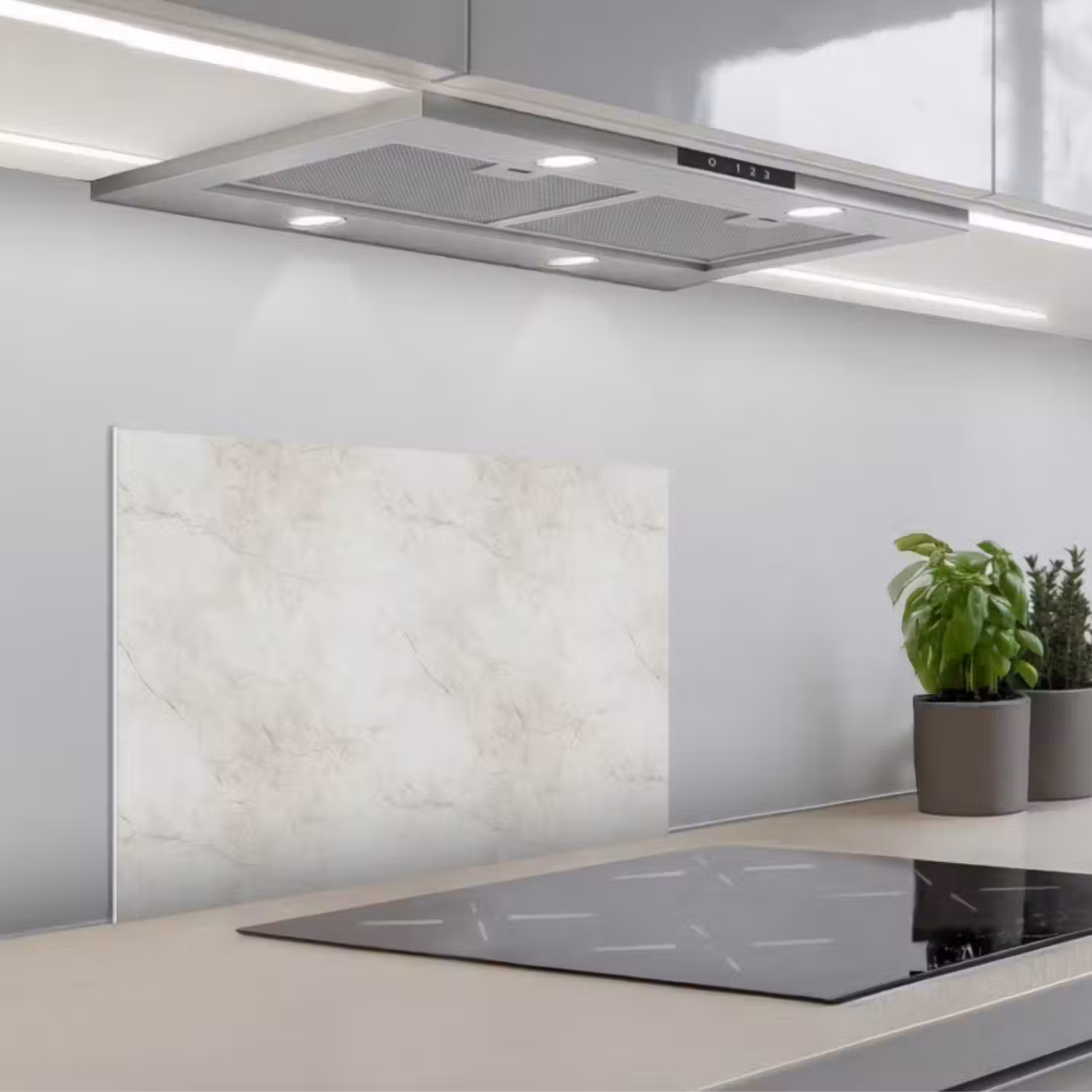 Grijs - Marmer - Aders keuken achterwand spatscherm klein 900 -3d_schuin