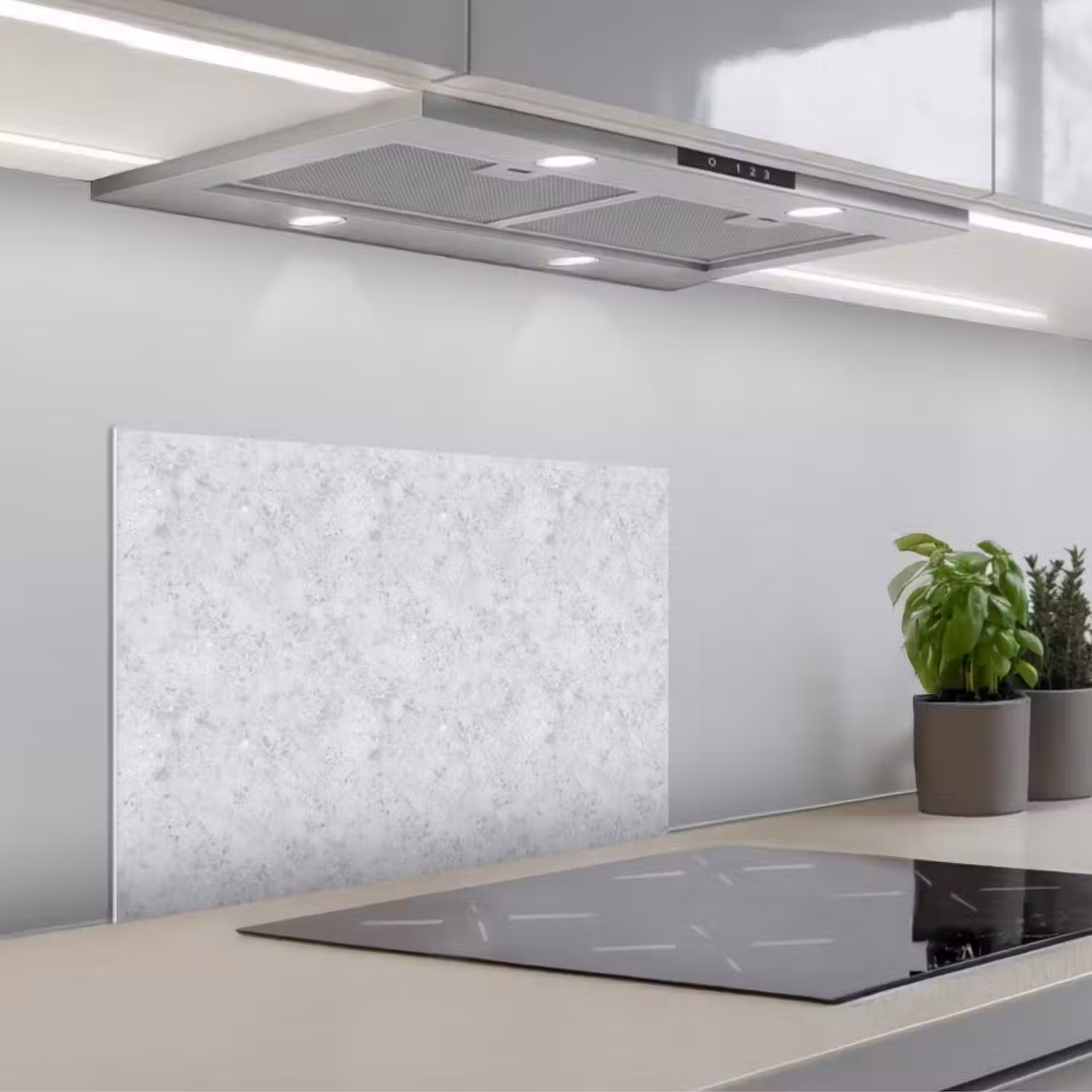 Grijs - Terrazzo-effect - Beton keuken achterwand spatscherm klein 900 -3d_schuin