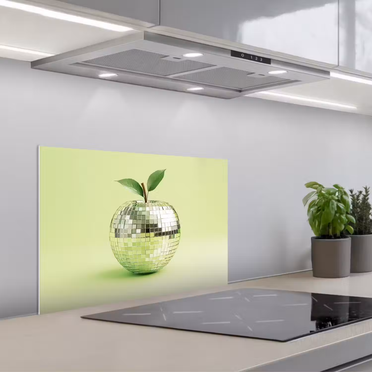 Groen - Disco - Decoratie - Appel keuken achterwand spatscherm klein -3d_schuin