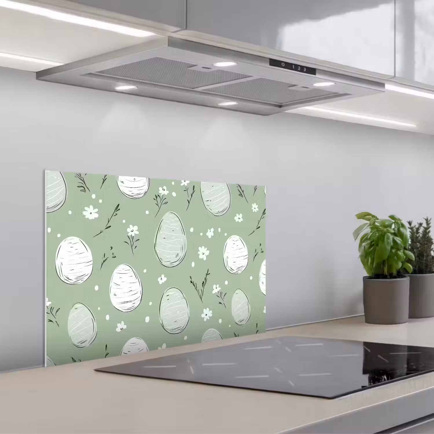 Groen - Eieren - Patroon keuken achterwand spatscherm klein -3d_schuin
