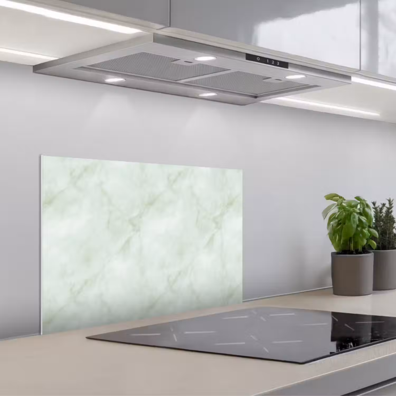 Groen - Marmer - Vloeiende aders keuken achterwand spatscherm klein 900 -3d_schuin