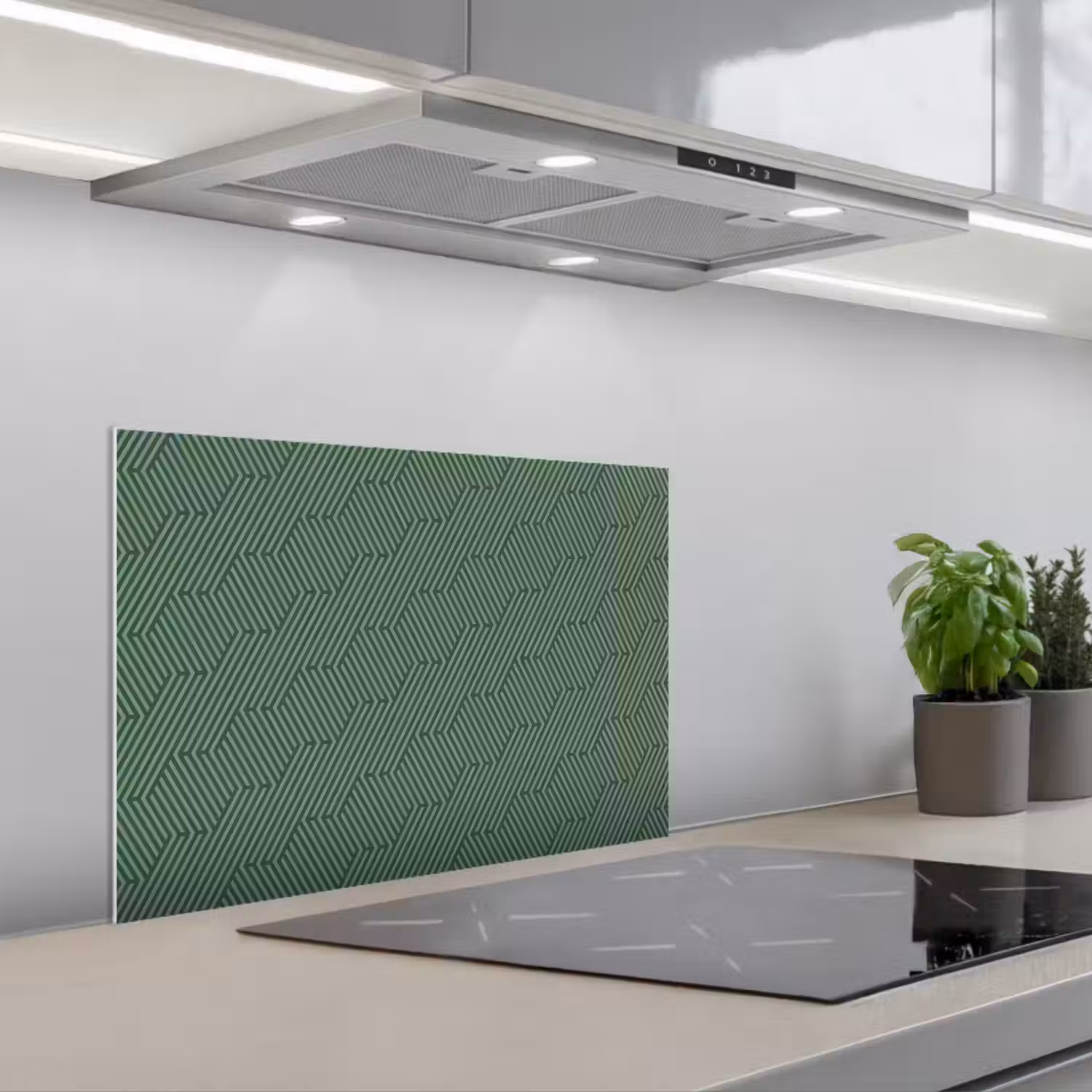 Groen - Strepen - Patroon keuken achterwand spatscherm klein 900 -3d_schuin