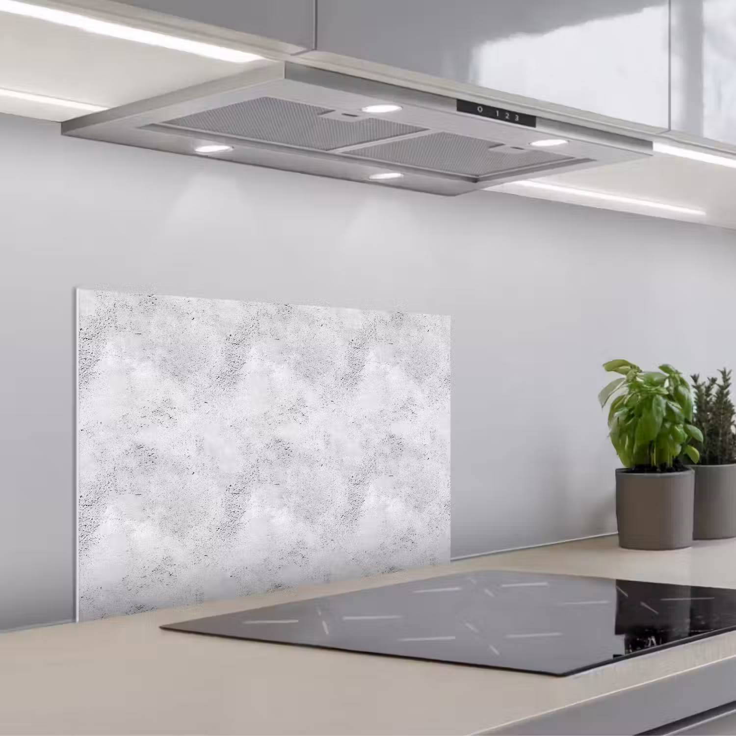 Lichtgrijs - Ruw - Subtiel keuken achterwand spatscherm klein 900 -3d_schuin