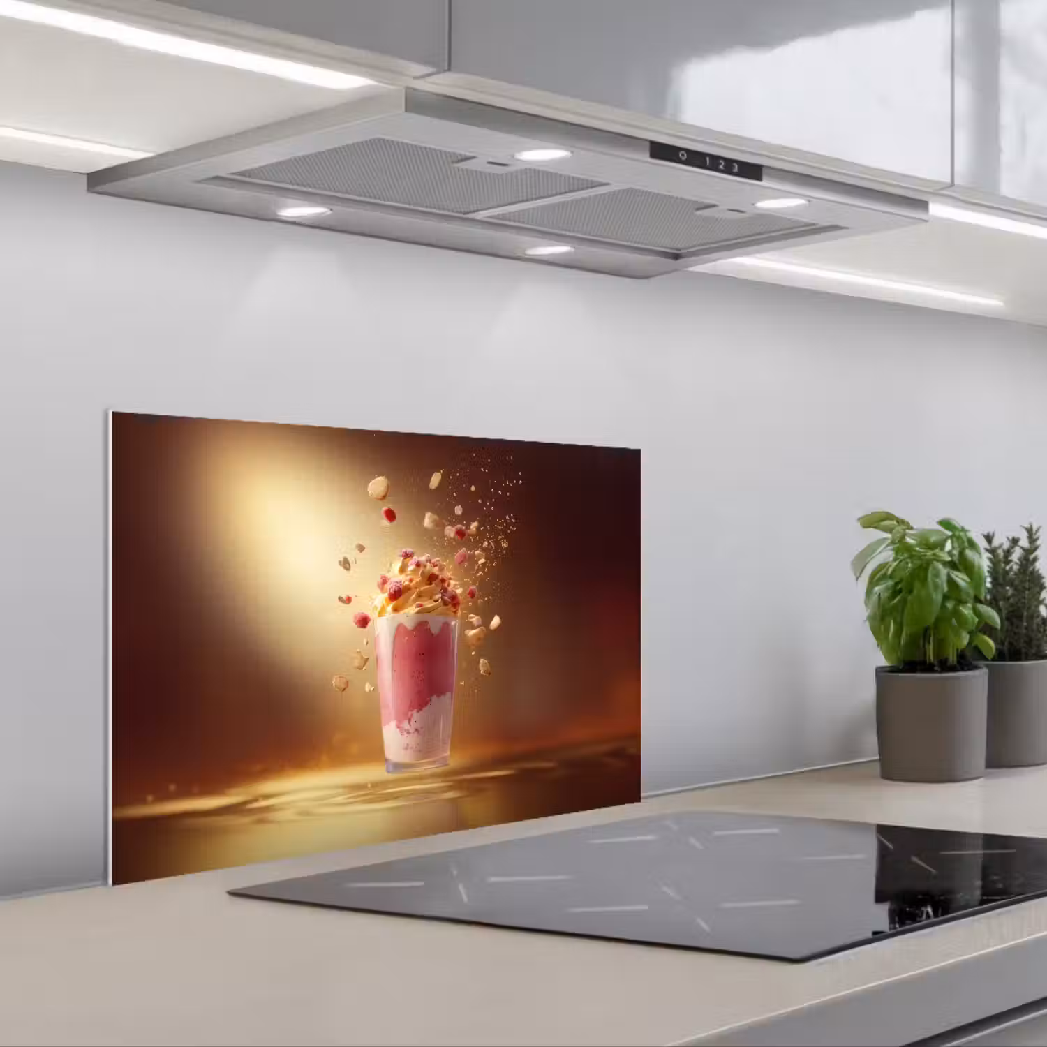 Framboos - Smoothie - Drinken - Roze keuken achterwand spatscherm klein -3d_schuin
