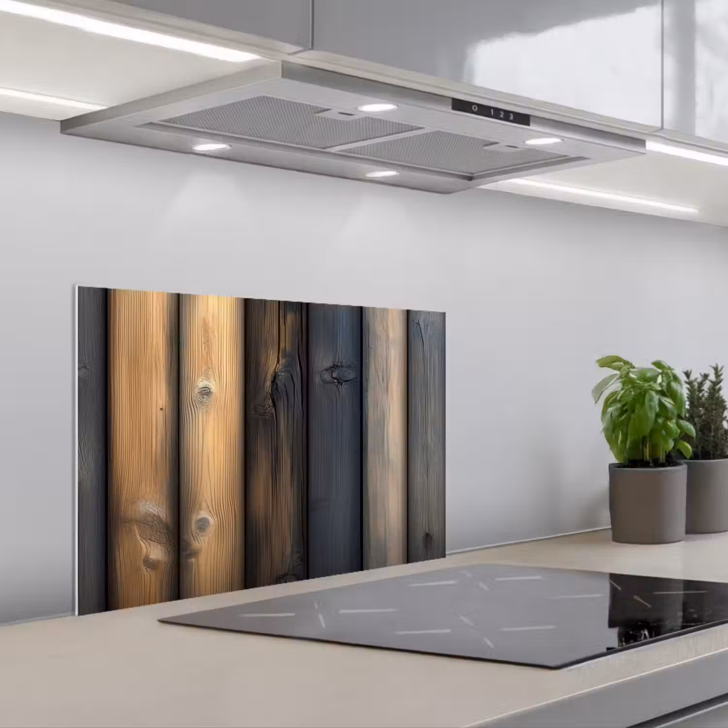 Hout - Planken - Gemengd keuken achterwand spatscherm klein -3d_schuin