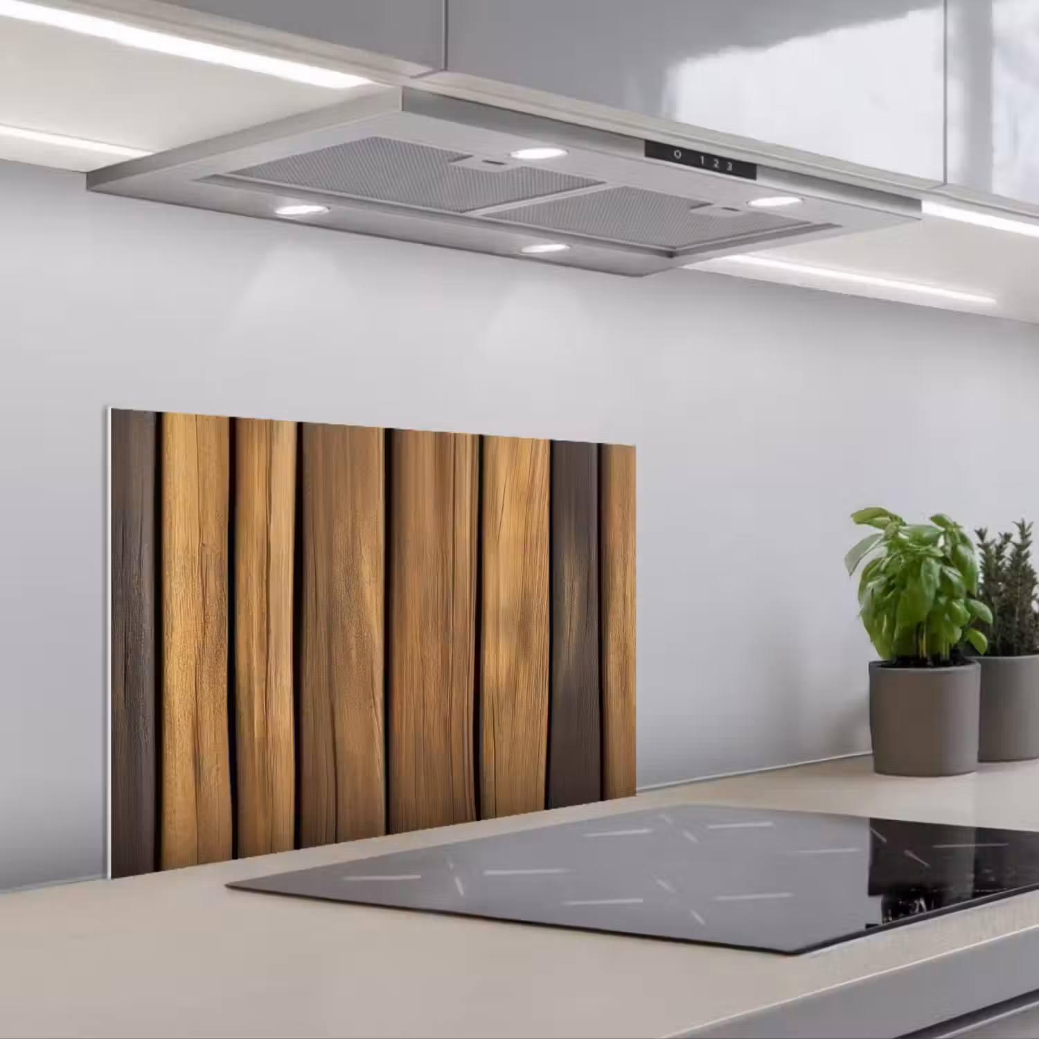 Hout - Planken - Natuurtinten keuken achterwand spatscherm klein -3d_schuin
