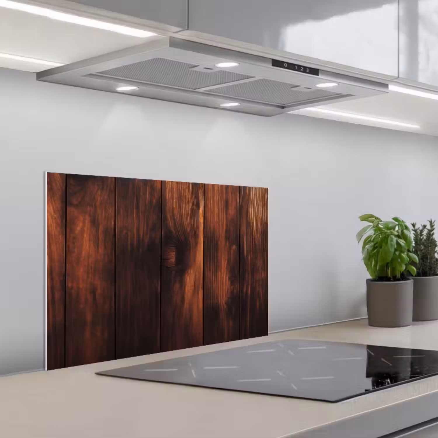 Hout - Planken - Vintage - Donkerbruin keuken achterwand spatscherm klein -3d_schuin