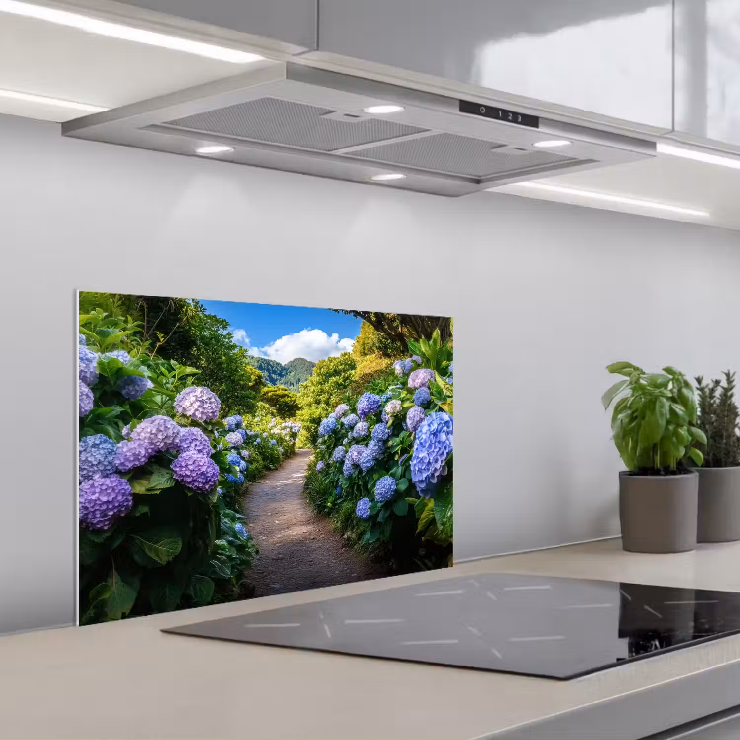 Hortsensia - Pad - Bloemen keuken achterwand spatscherm klein -3d_schuin