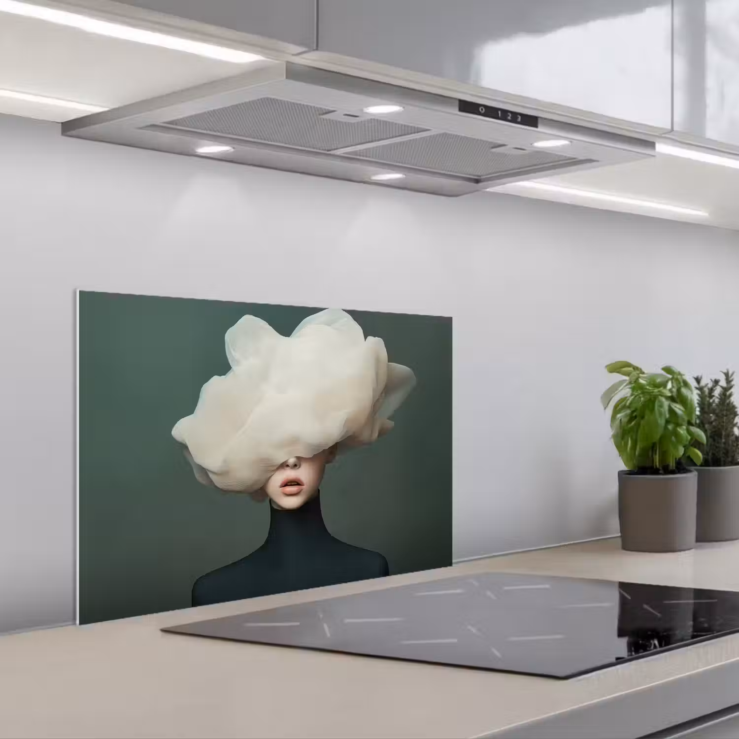 Hoed - Vrouw - Beige keuken achterwand spatscherm klein -3d_schuin