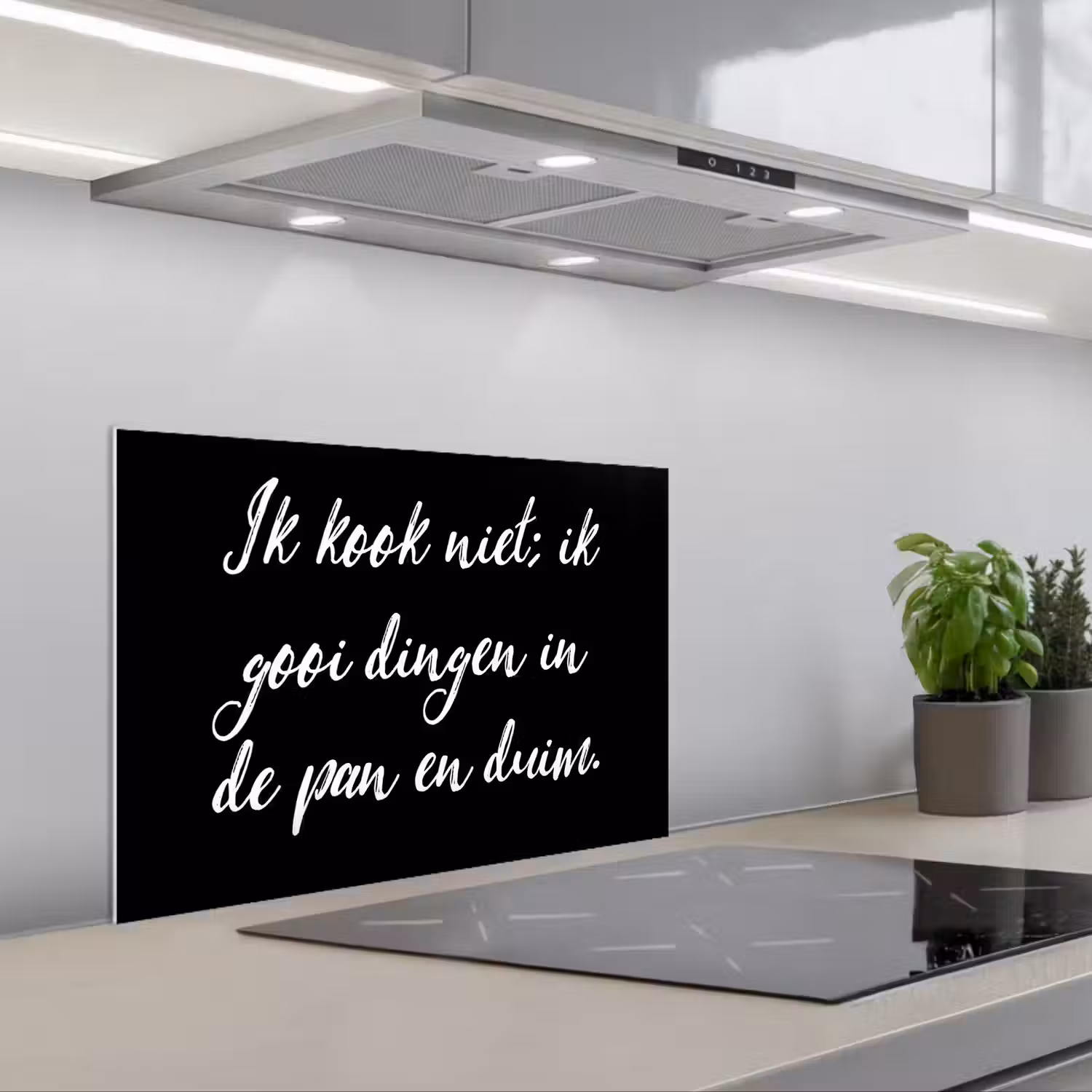Ik kook niet - Spreuken - Koken - Humor - Quotes keuken achterwand spatscherm klein -3d_schuin