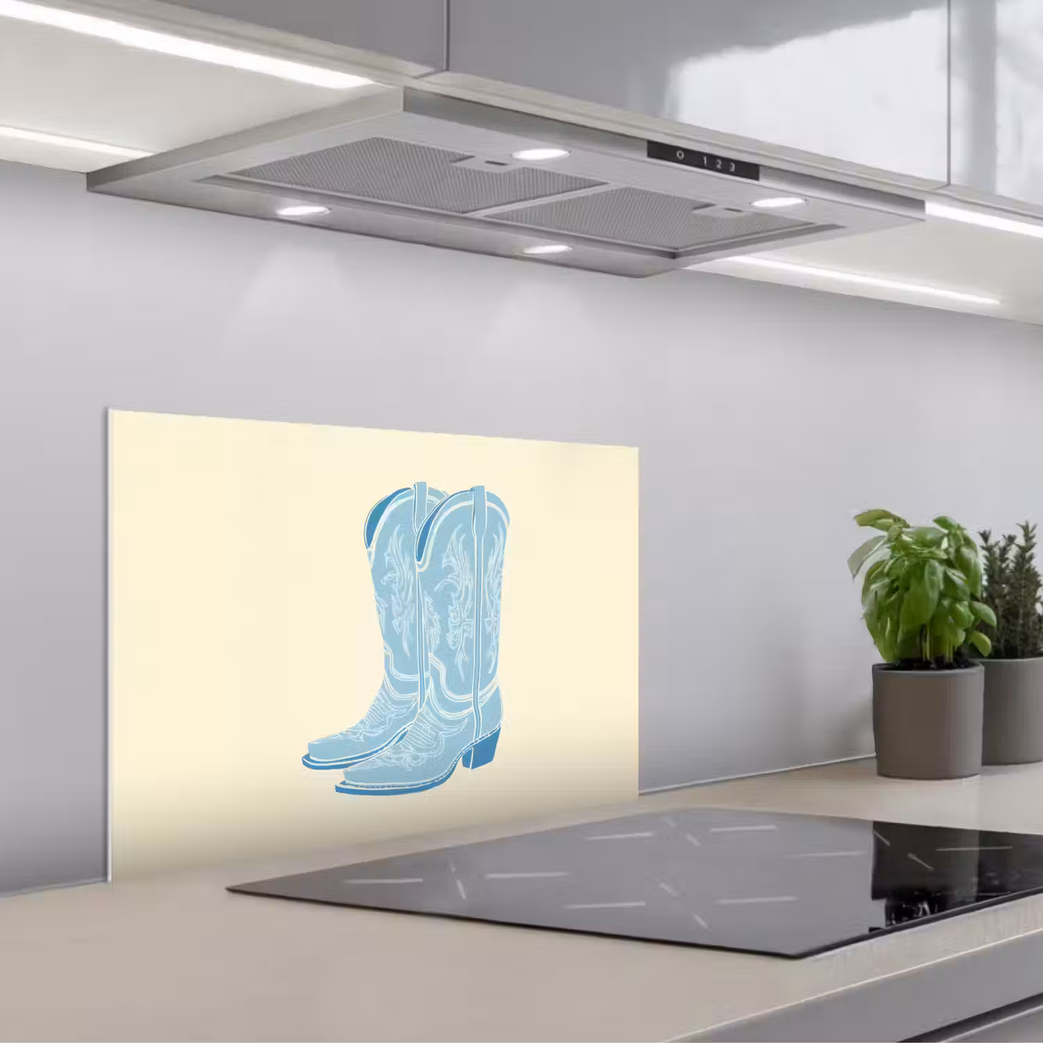 Illustratie - Cowboylaarzen - Patroon keuken achterwand spatscherm klein -3d_schuin