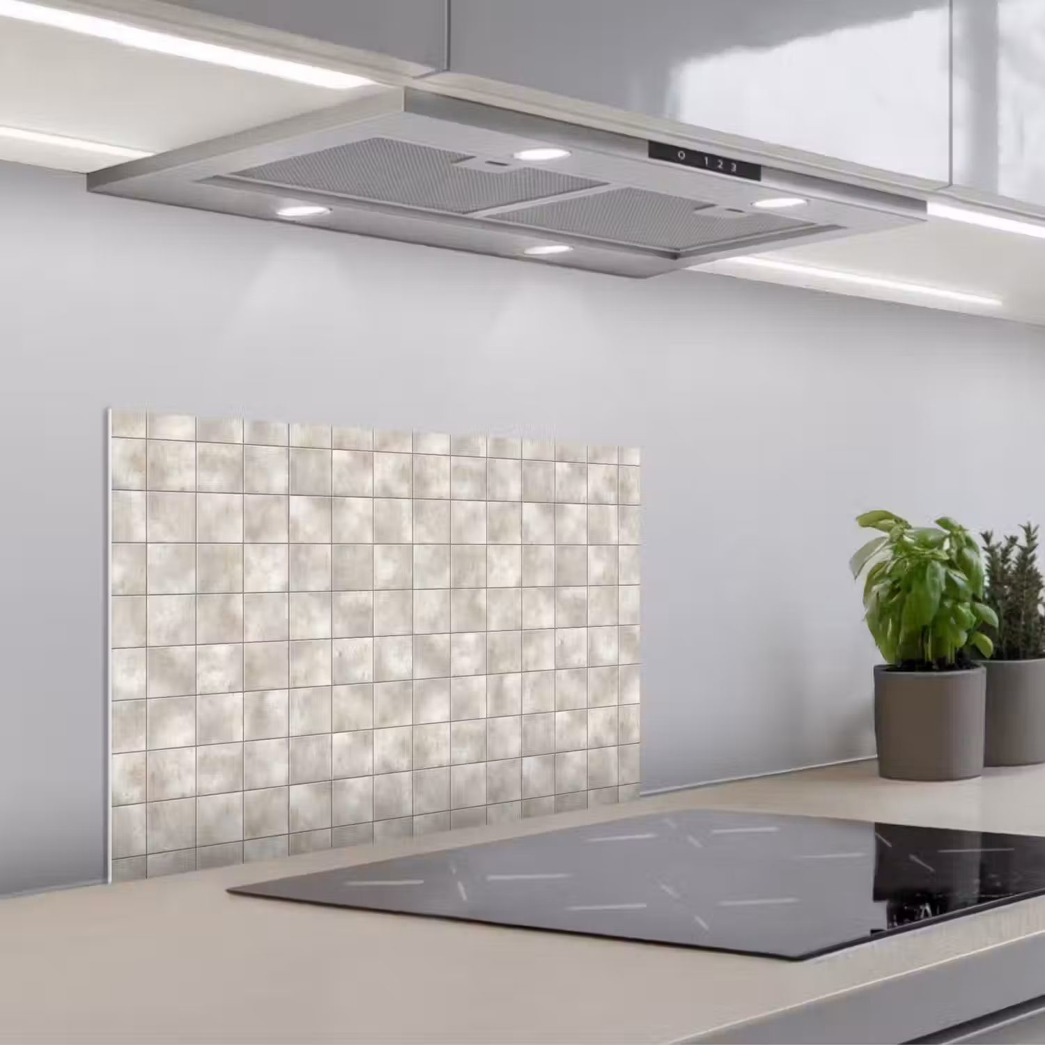 Tegels - Natuurlijk - Grijs keuken achterwand spatscherm klein 900 -3d_schuin