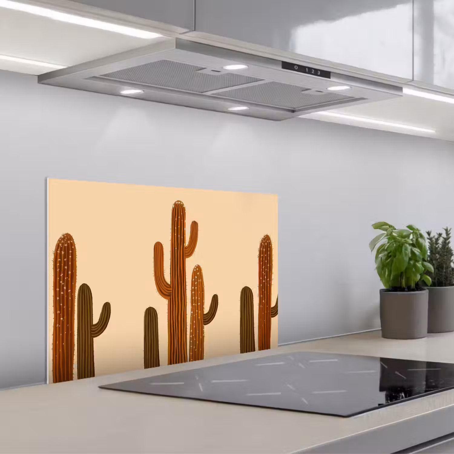 Cactus - Woestijn - Zand - Bruin keuken achterwand spatscherm klein -3d_schuin