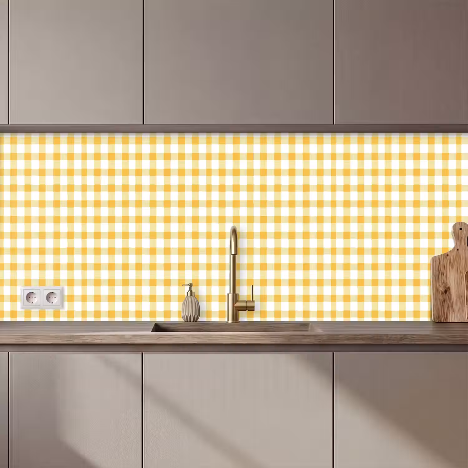 Ruit - Gingham - Klassiek - Geel en Wit keuken achterwand 2 middel 871 zz_3dshopping