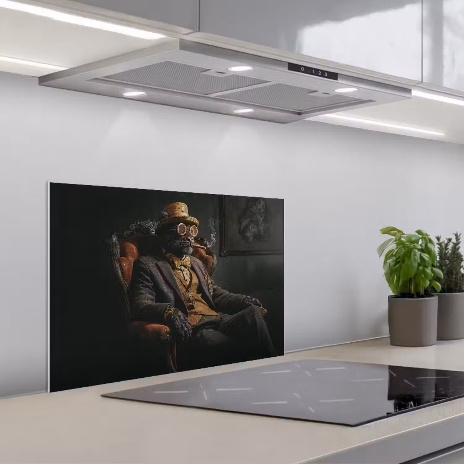 Kat - Pak - Oranje - Sigaar keuken achterwand spatscherm klein -3d_schuin