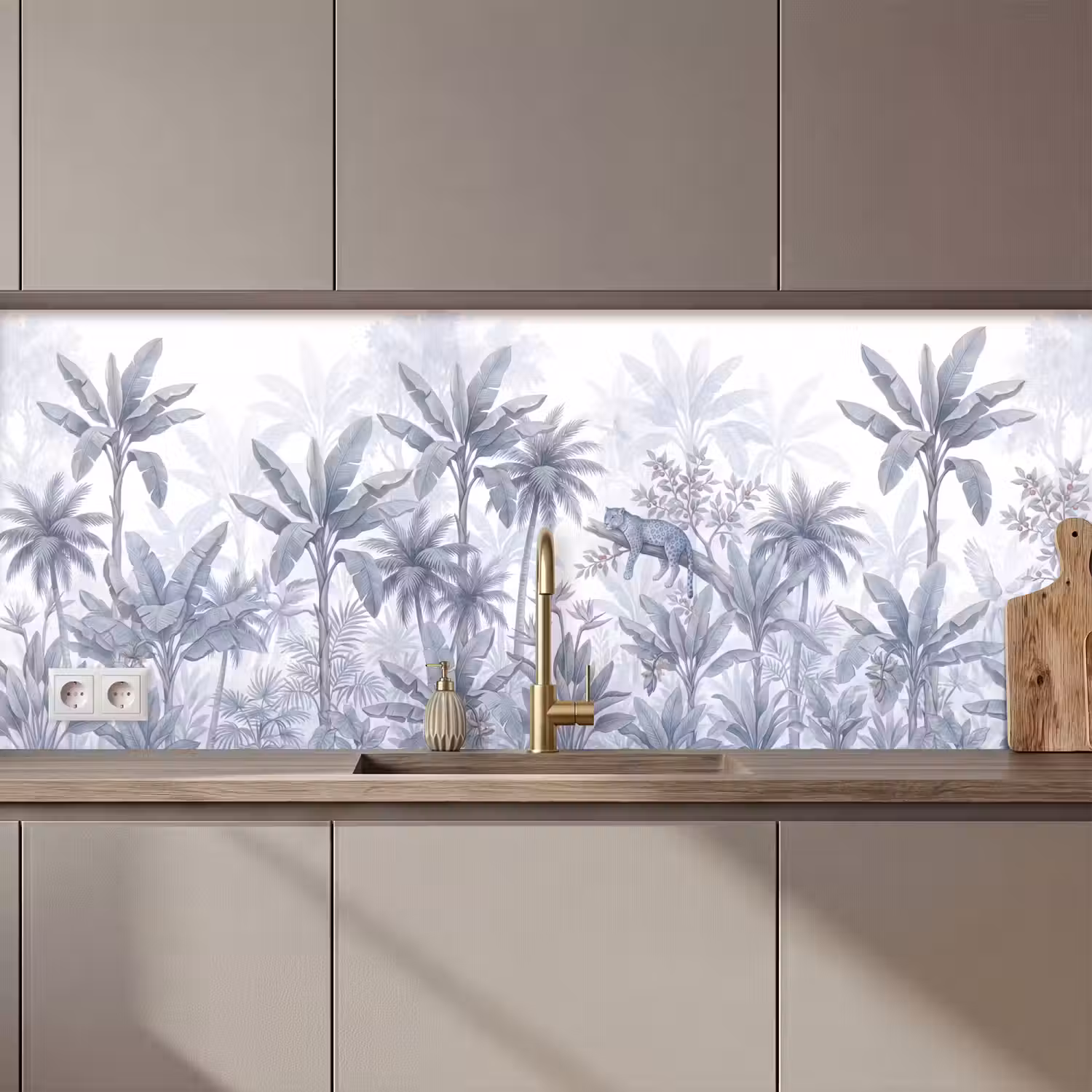 Kat - Tropisch bos - Modern - Grijs keuken achterwand 2 middel zz_3dshopping