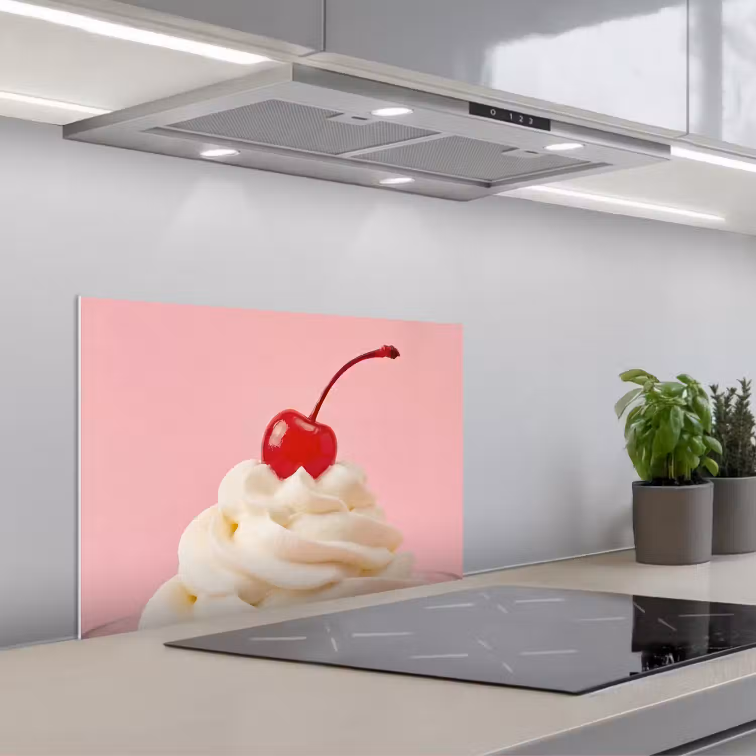 Kers - Slagroom - Roze keuken achterwand spatscherm klein -3d_schuin
