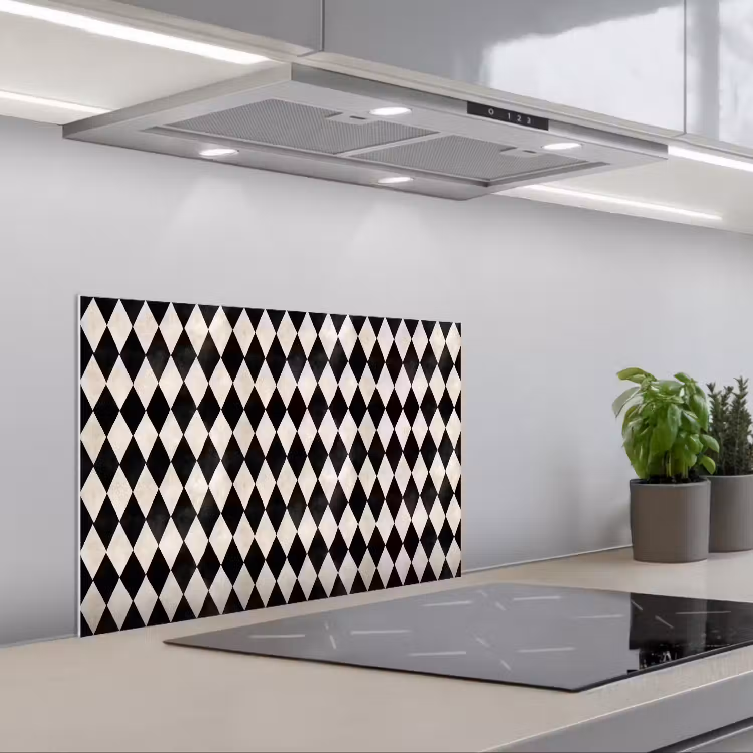 Klassiek - Patroon - Zwart keuken achterwand spatscherm klein 900 -3d_schuin