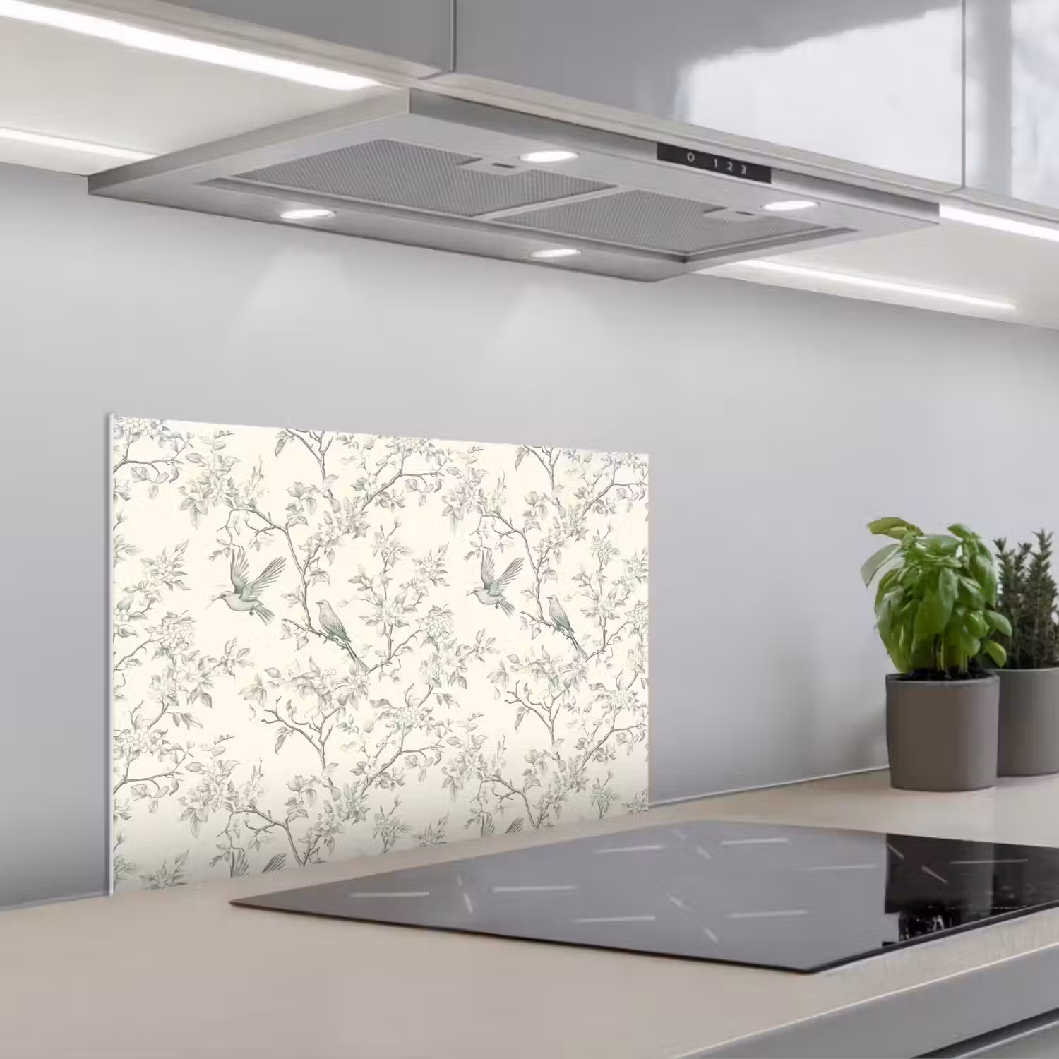 Klassiek - Vogels - Groen keuken achterwand spatscherm klein 900 -3d_schuin
