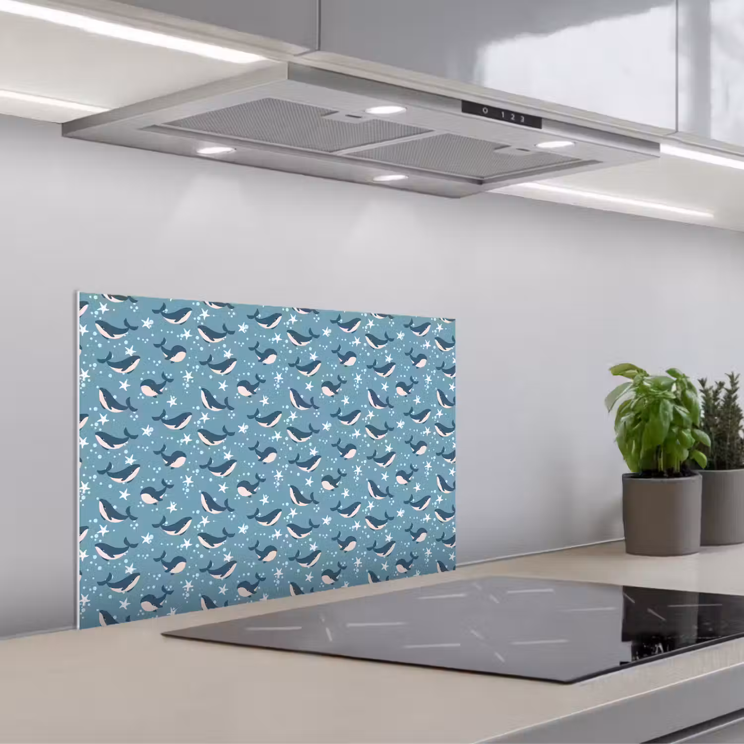 Klein - Oceaan - Walvis - Zeester keuken achterwand spatscherm klein 900 -3d_schuin