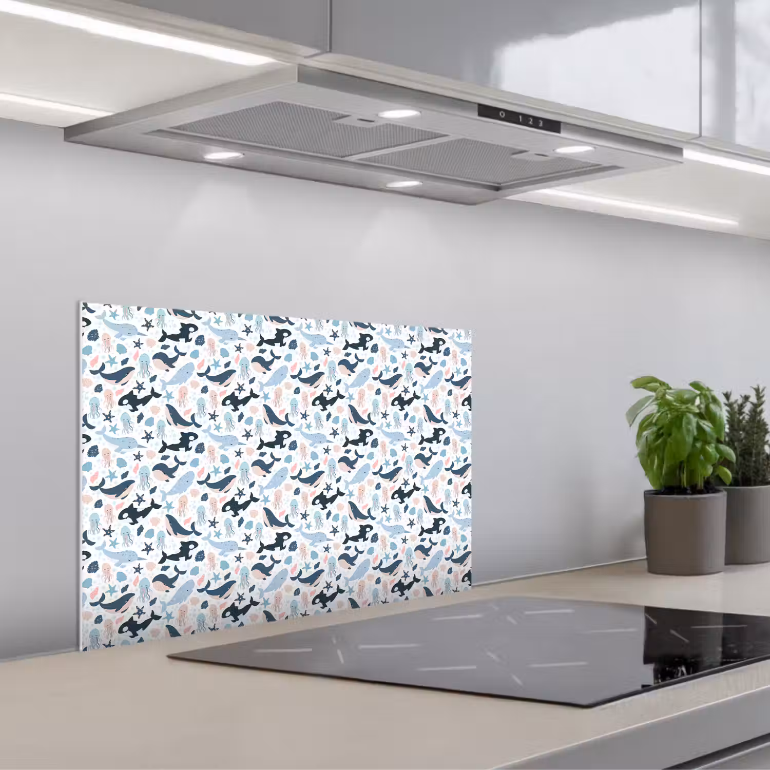 Klein - Oceaan - Walvissen - Octopus keuken achterwand spatscherm klein 900 -3d_schuin