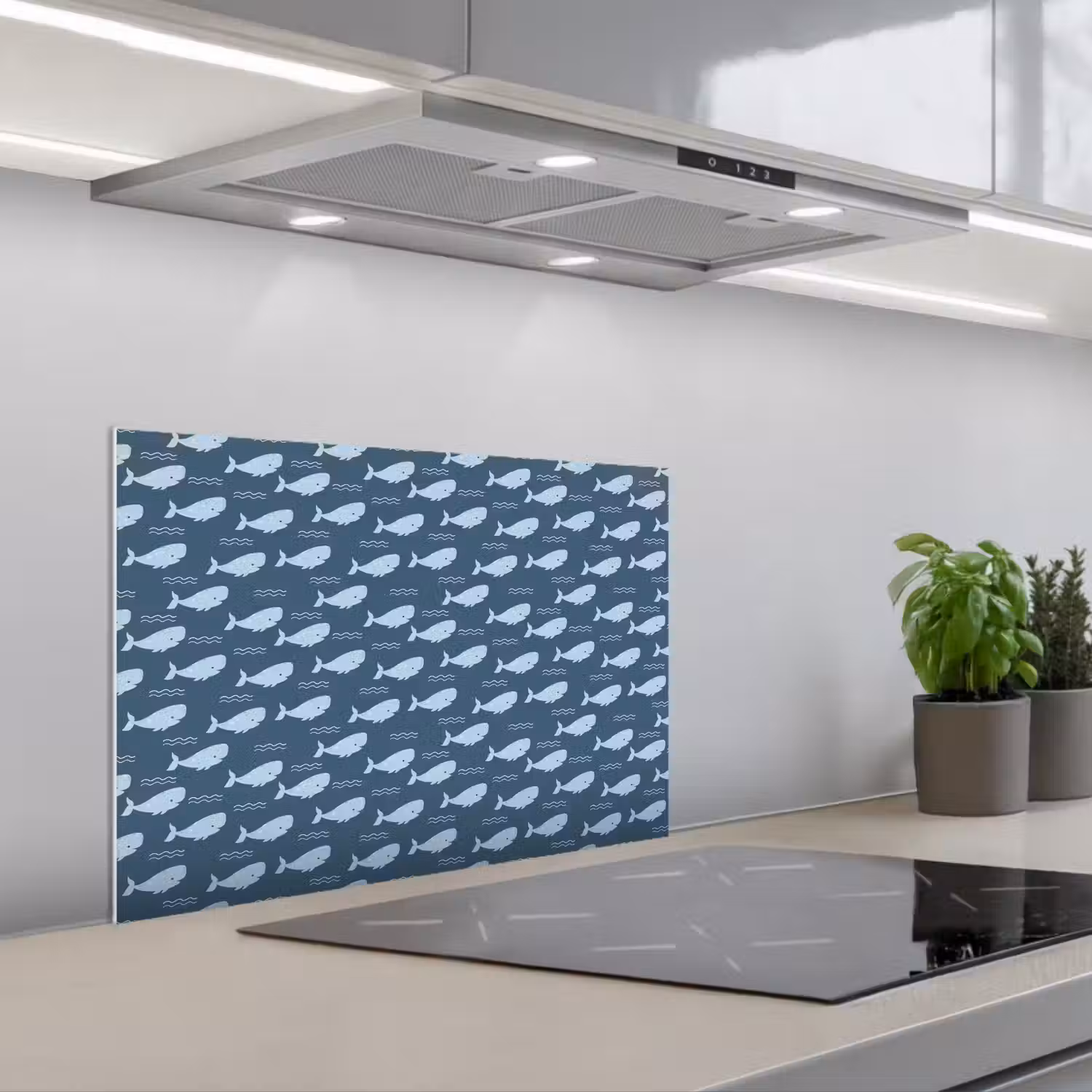 Klein - Oceaan - Golven - Blauw keuken achterwand spatscherm klein 900 -3d_schuin