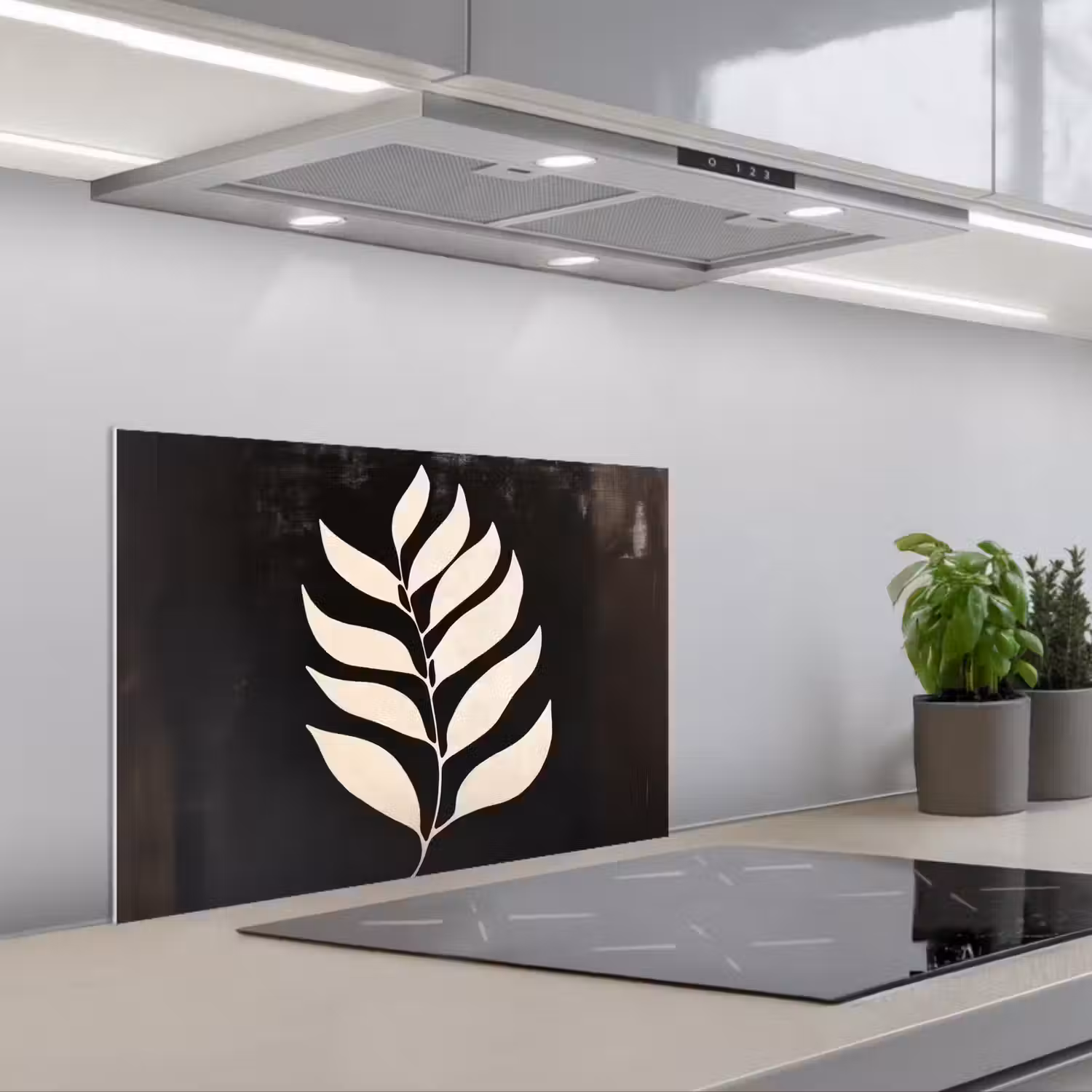 Blad - Wit - Minimalistisch keuken achterwand spatscherm klein -3d_schuin