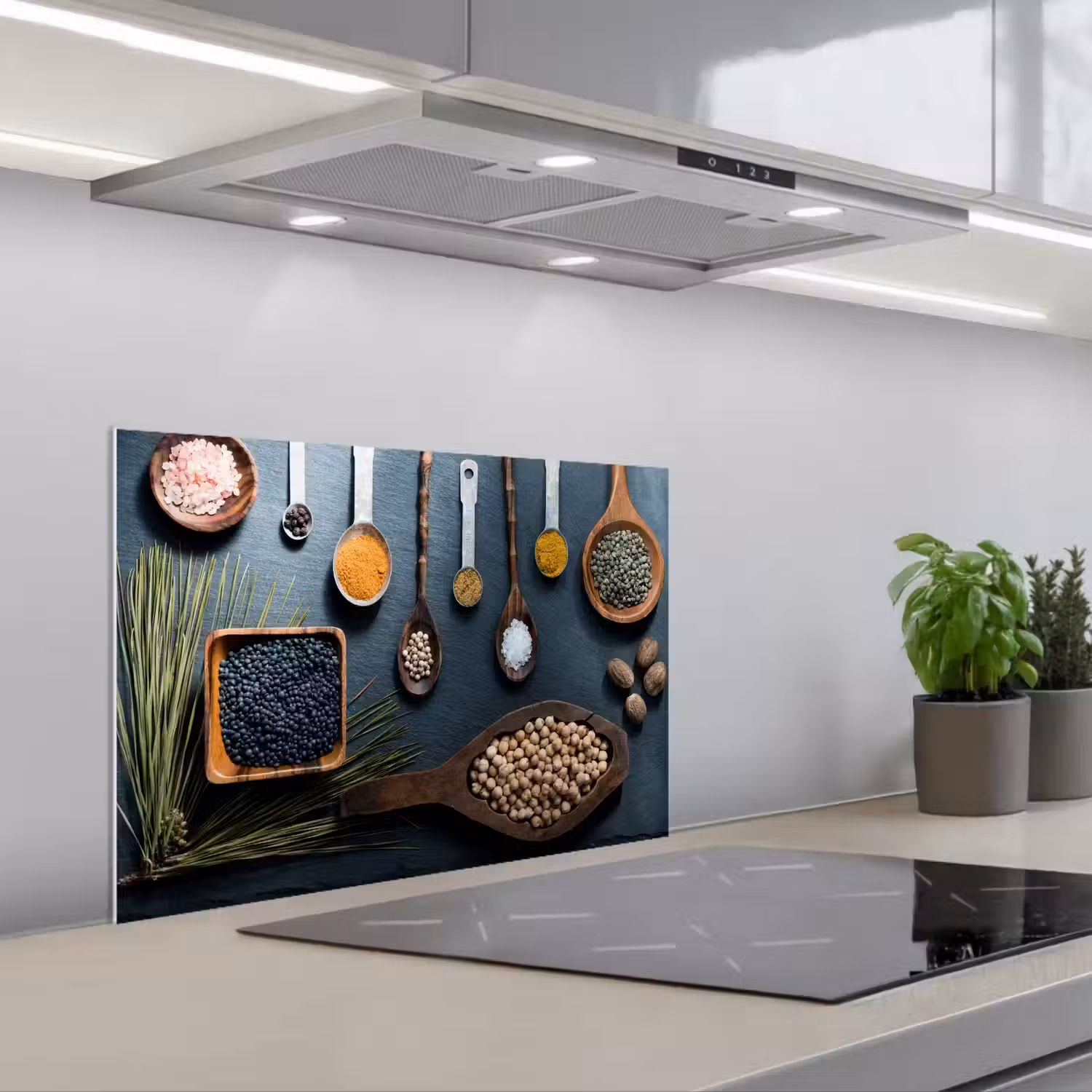 Kruiden - Lepels - Specerijen - Keuken keuken achterwand spatscherm klein -3d_schuin