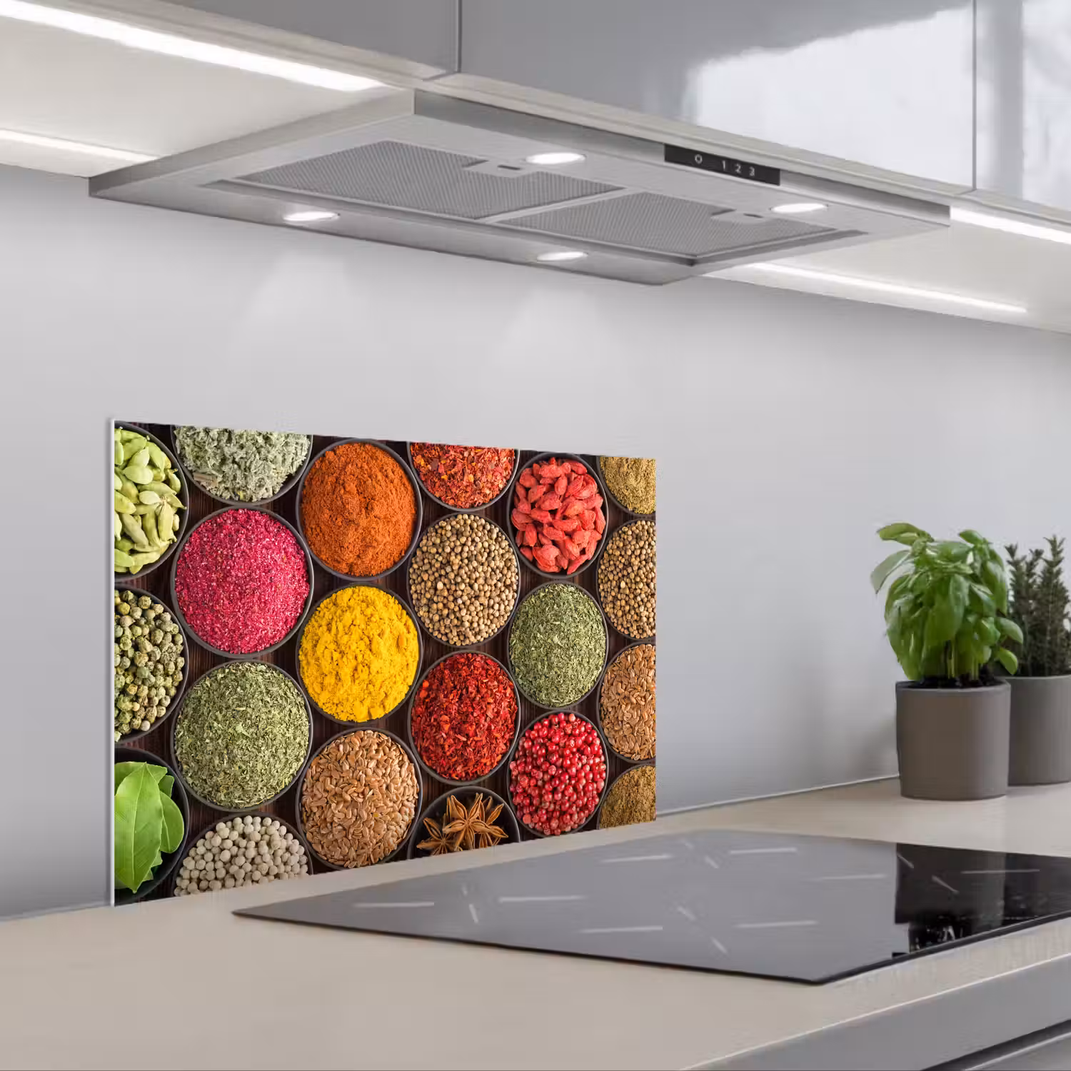 Kruiden - Schaaltjes - Kleurrijk - Textuur keuken achterwand spatscherm klein -3d_schuin