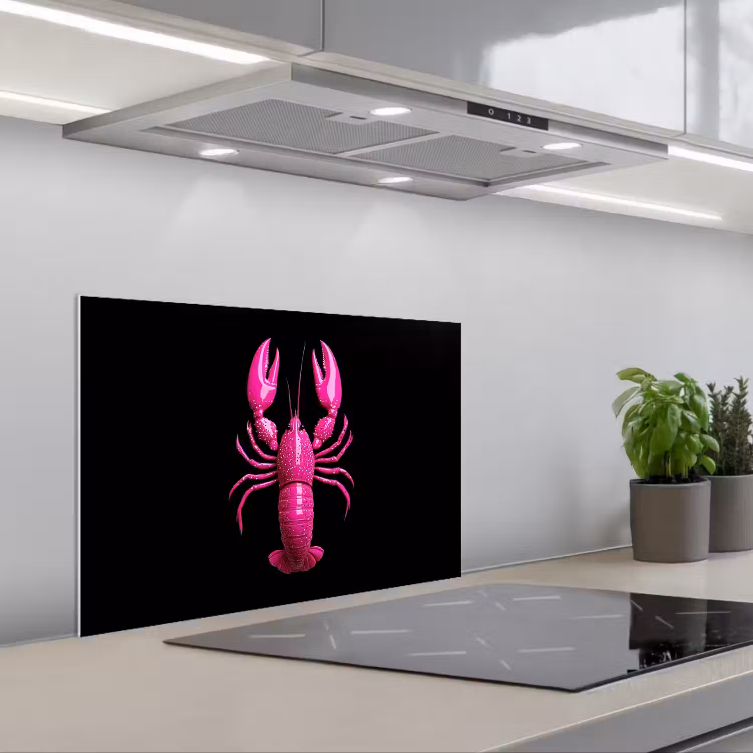 Kreeft - Felroze - Stippen - Opvallend keuken achterwand spatscherm klein -3d_schuin