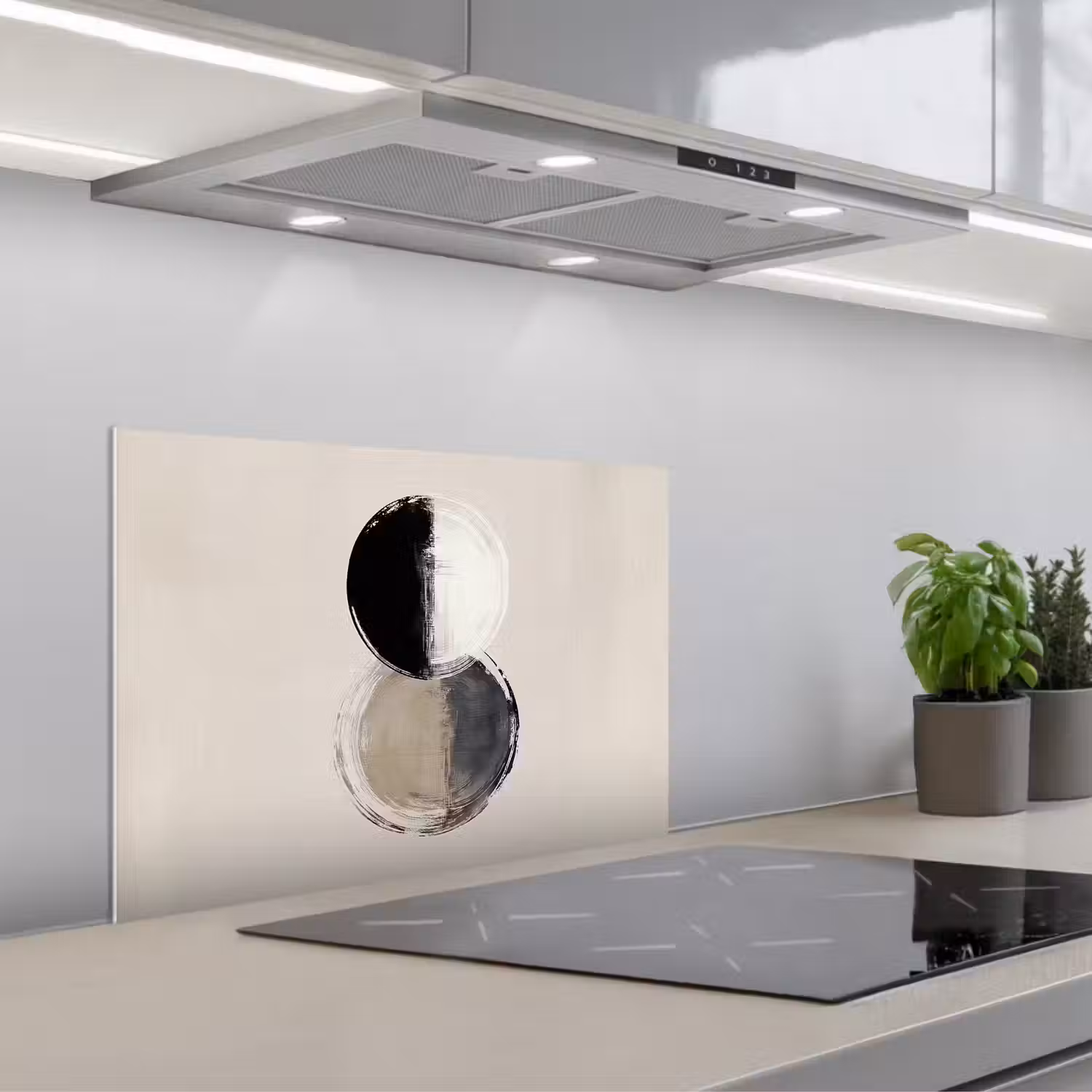 Cirkels - Strepen - Minimalistisch - Zwart keuken achterwand spatscherm klein -3d_schuin