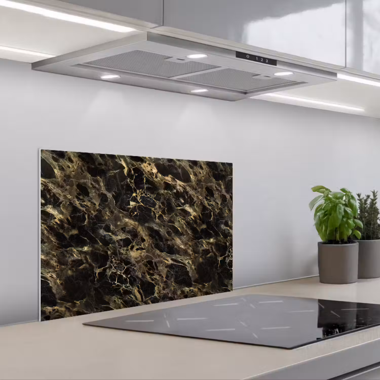 Kristal - Goud - Zwart - Marmer keuken achterwand spatscherm klein 900 -3d_schuin