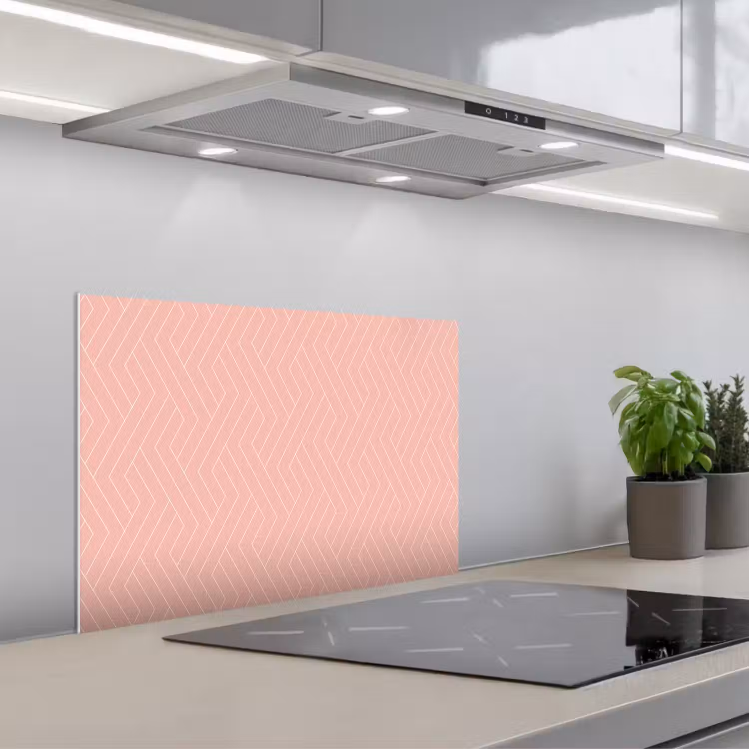 Zalmroze - Strepen - Patroon keuken achterwand spatscherm klein 900 -3d_schuin
