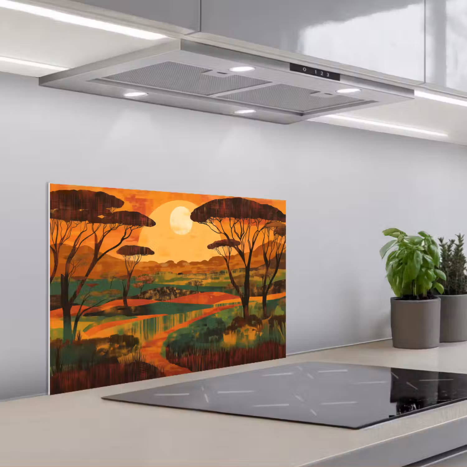 Landschap - Afrikaans - Zon keuken achterwand spatscherm klein -3d_schuin