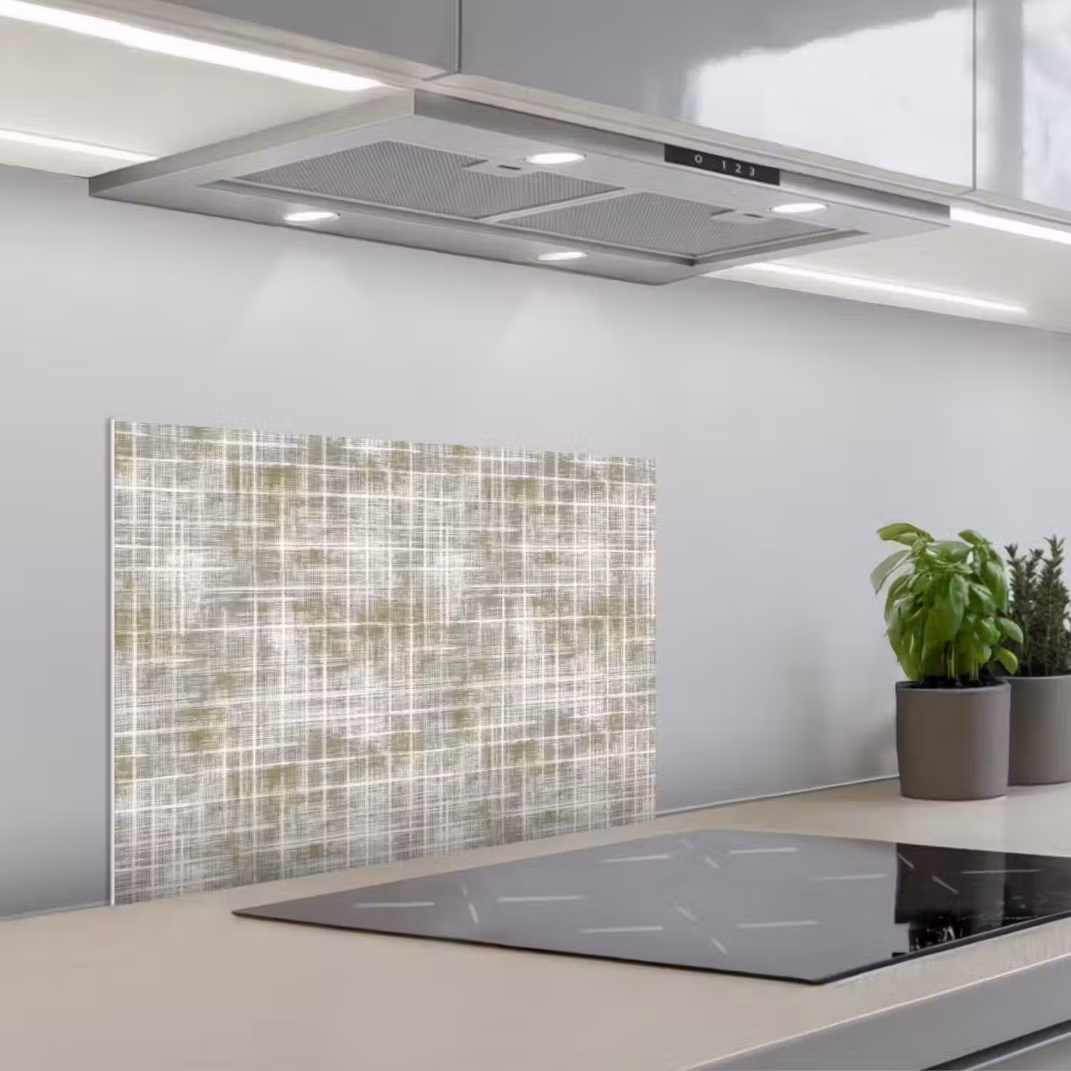 Linnen - Patroon - Groen keuken achterwand spatscherm klein 900 -3d_schuin