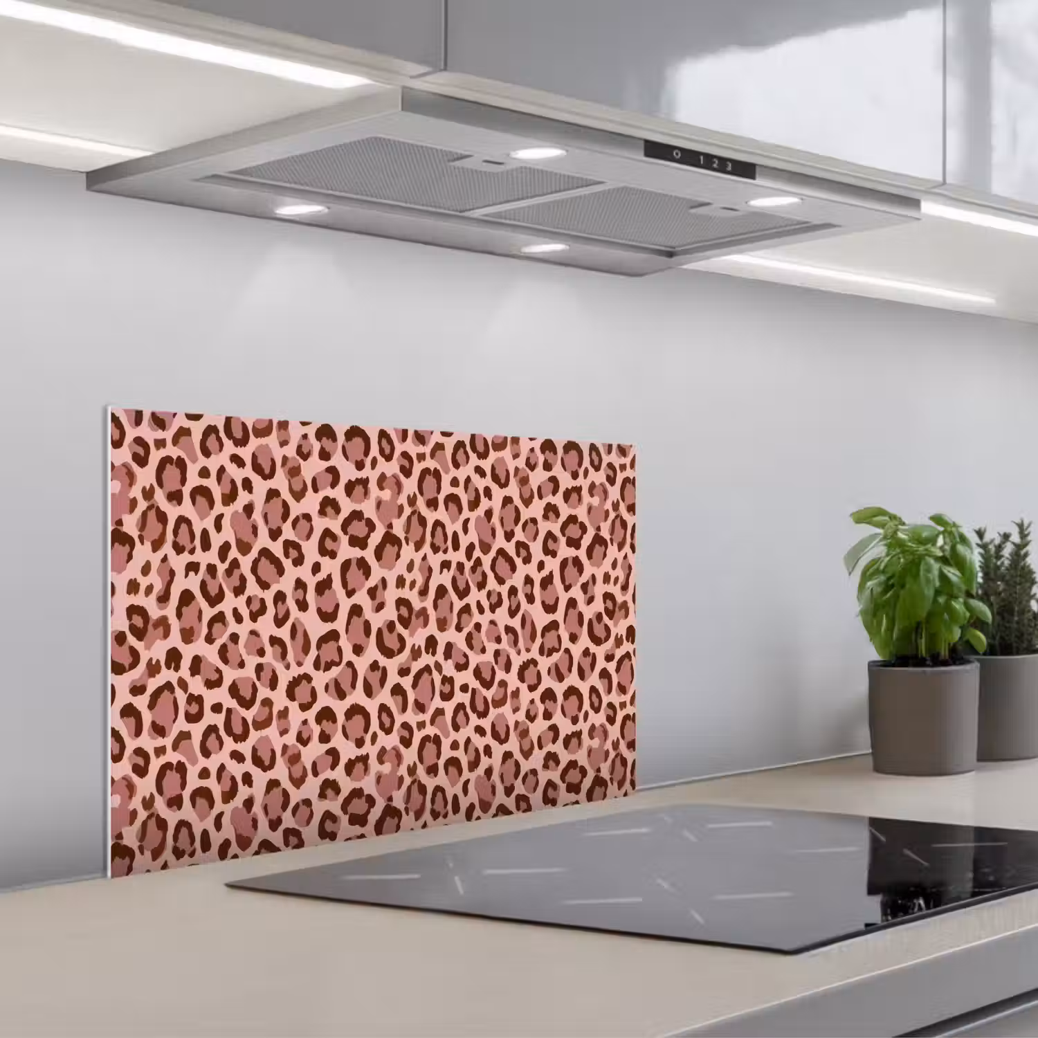 Luipaard - Patroon - Roze keuken achterwand spatscherm klein 900 -3d_schuin