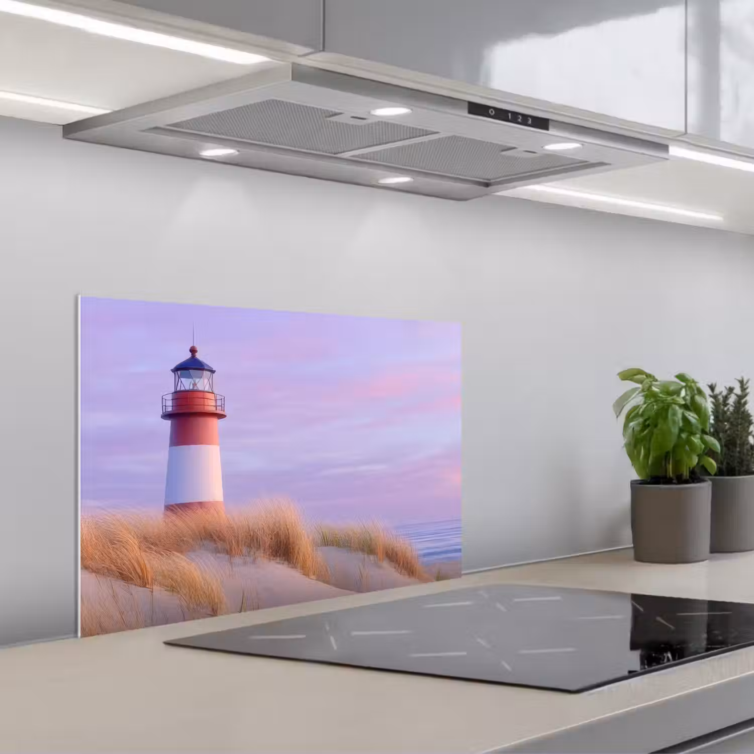 Vuurtoren - Duinen - Zonsondergang keuken achterwand spatscherm klein -3d_schuin