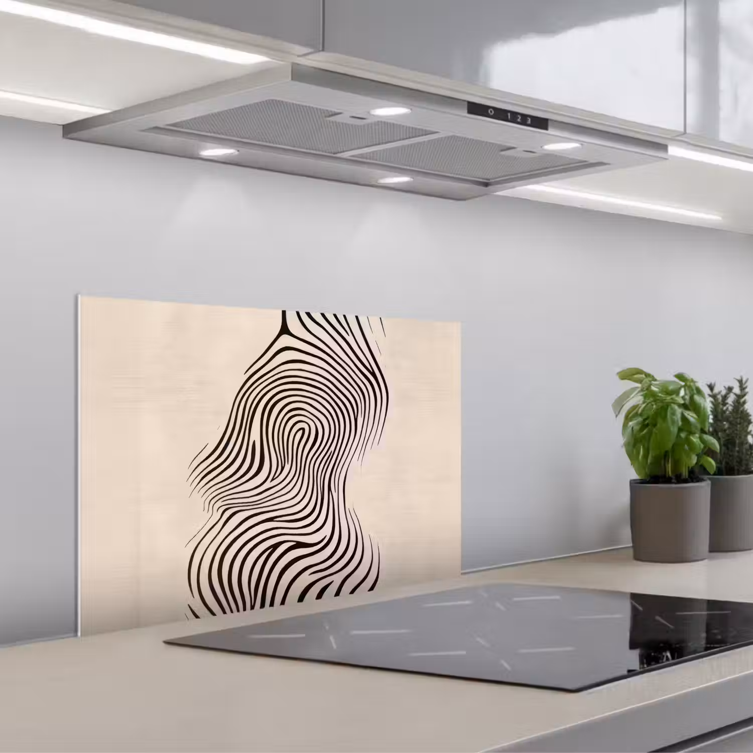 Lijnen - Abstract - Golvend - Zwart keuken achterwand spatscherm klein -3d_schuin