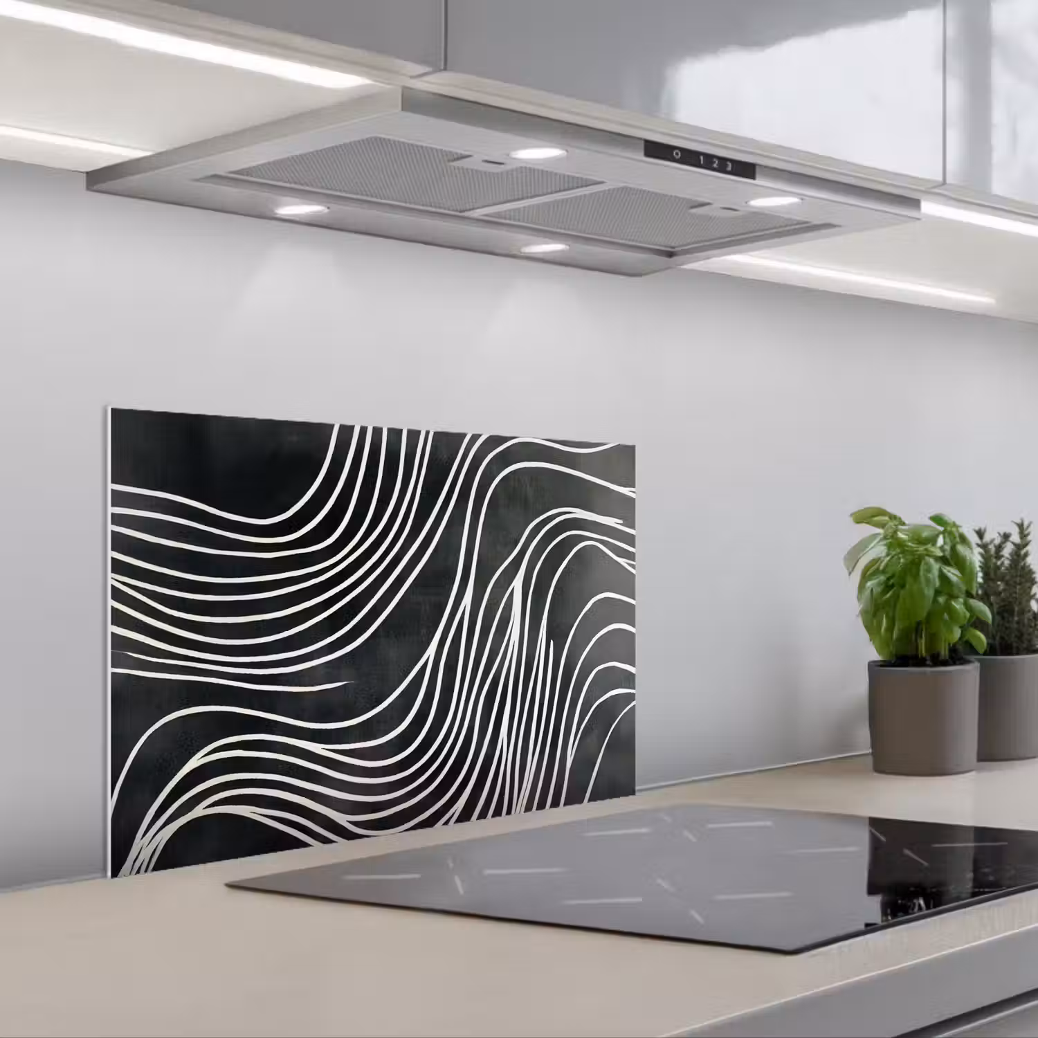 Lijnen - Patroon - Abstract - Wit keuken achterwand spatscherm klein -3d_schuin