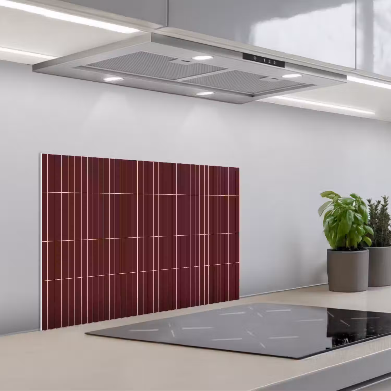 Lijnen - Patroon - Bordeaux keuken achterwand spatscherm klein 900 -3d_schuin