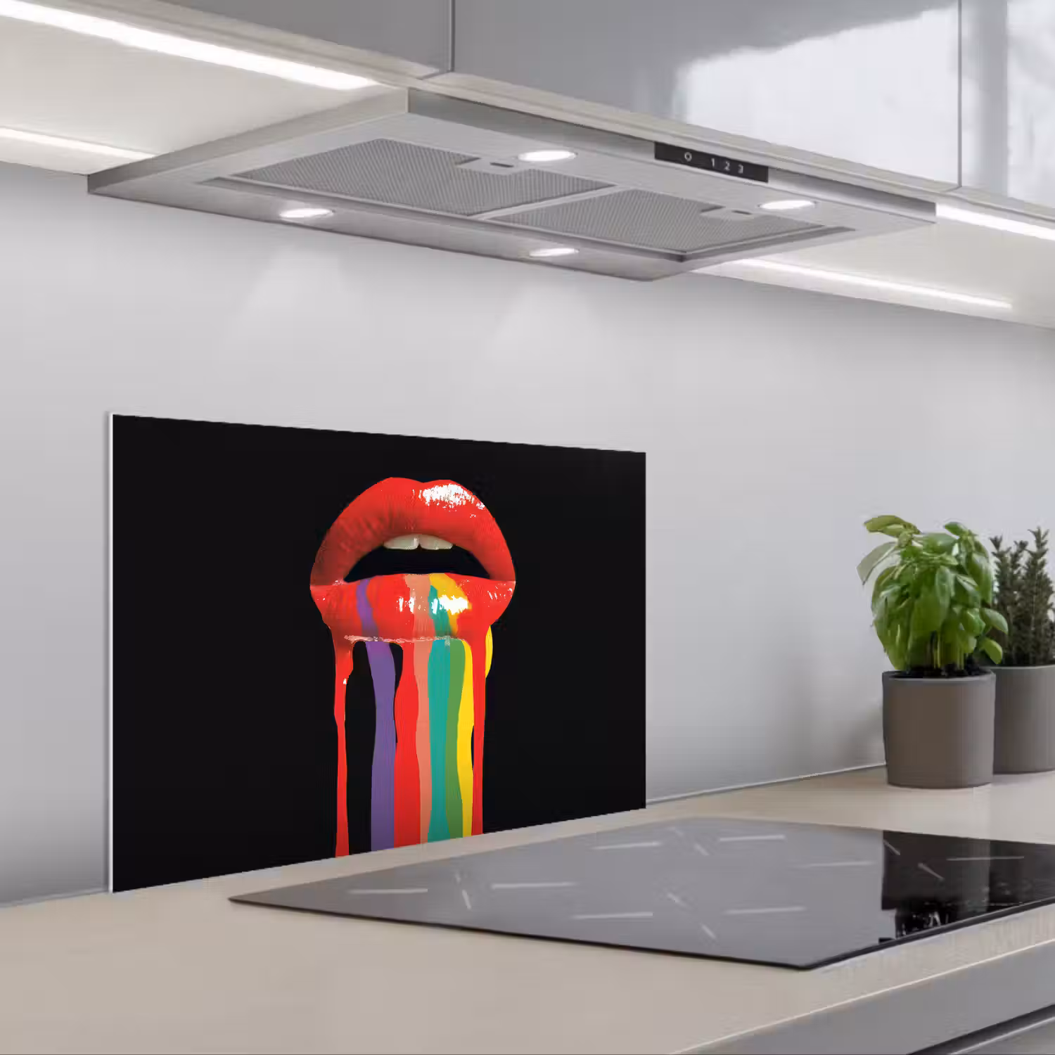 Lippen - Kleuren - Zwart keuken achterwand spatscherm klein -3d_schuin