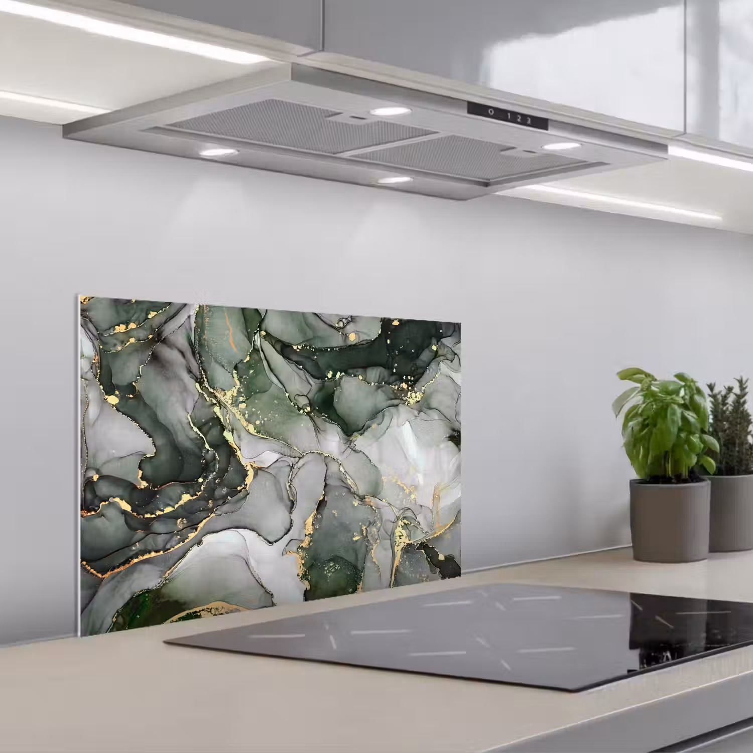 Luxe - Marmer - Groen keuken achterwand spatscherm klein -3d_schuin