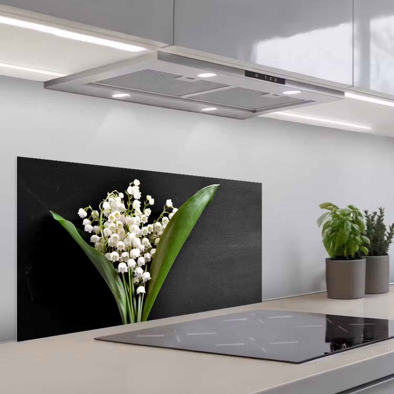 Lelietjes van dalen - Bloemen - Stilleven - Flora keuken achterwand spatscherm middel -3d_schuin