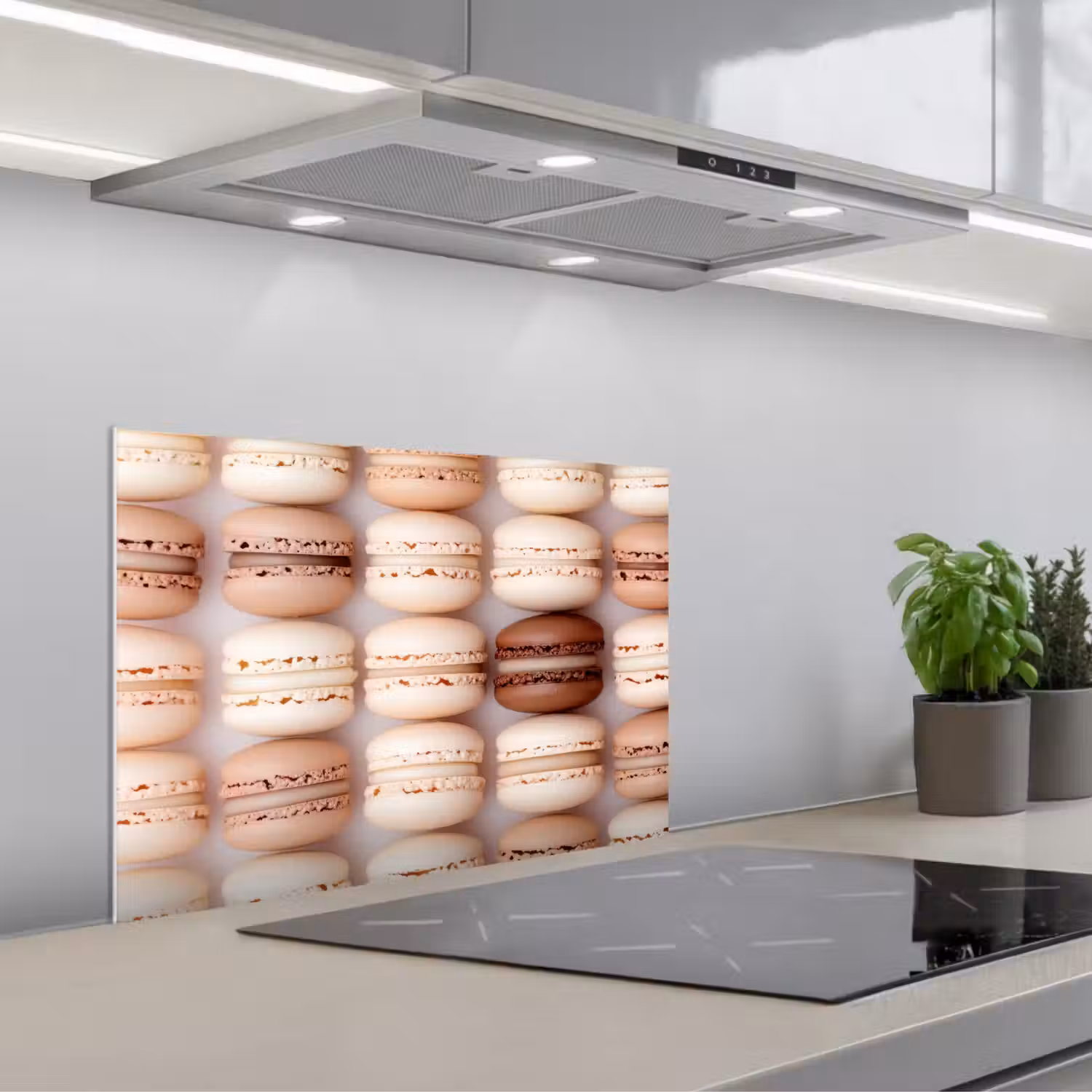 Macarons - Beige - Bruin keuken achterwand spatscherm klein -3d_schuin