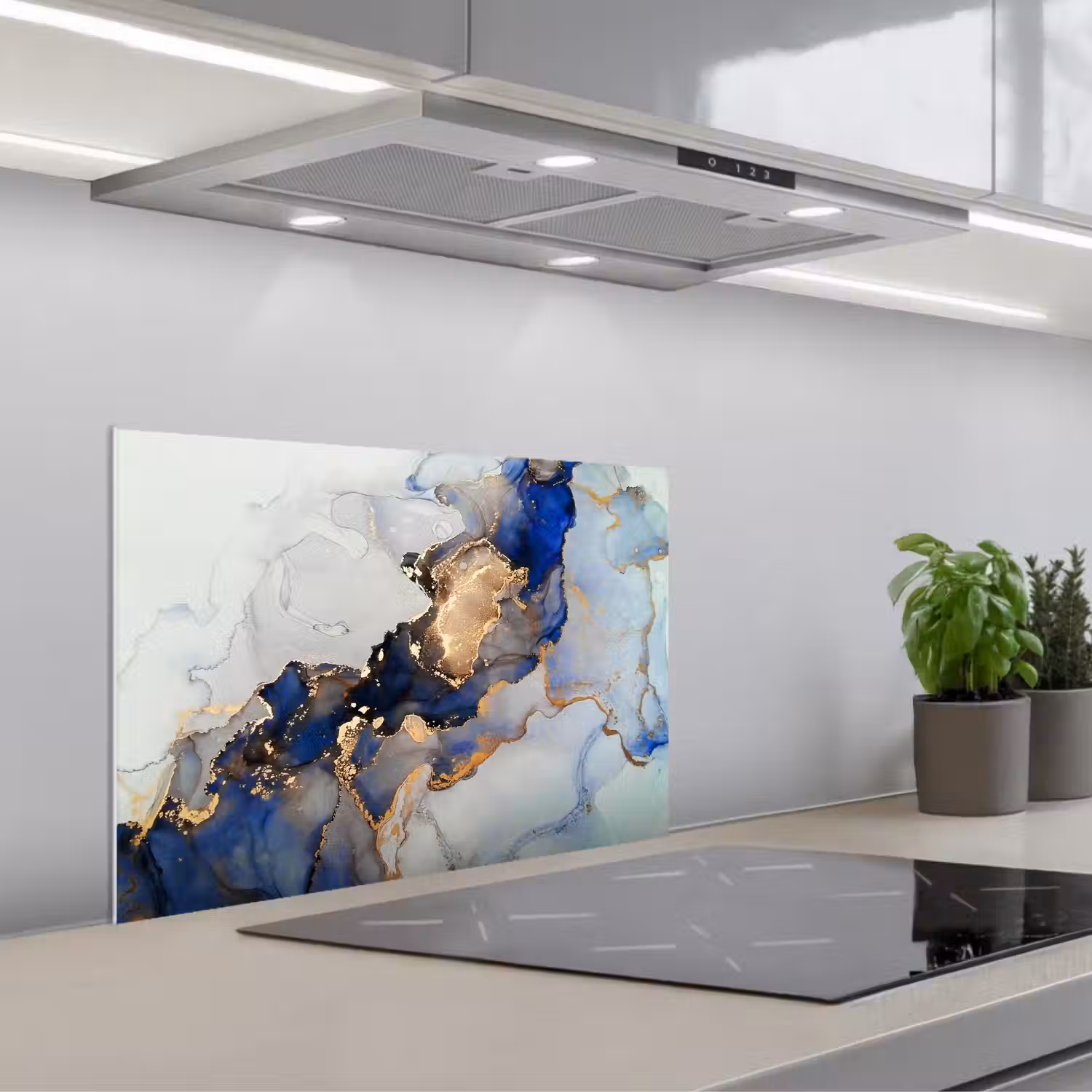 Marmer - Blauw - Goud keuken achterwand spatscherm klein -3d_schuin