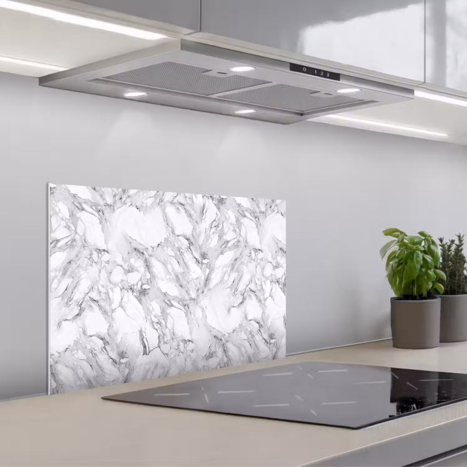 Marmer - Gelaagd - Brekend - Grijsstructuur keuken achterwand spatscherm klein 900 -3d_schuin