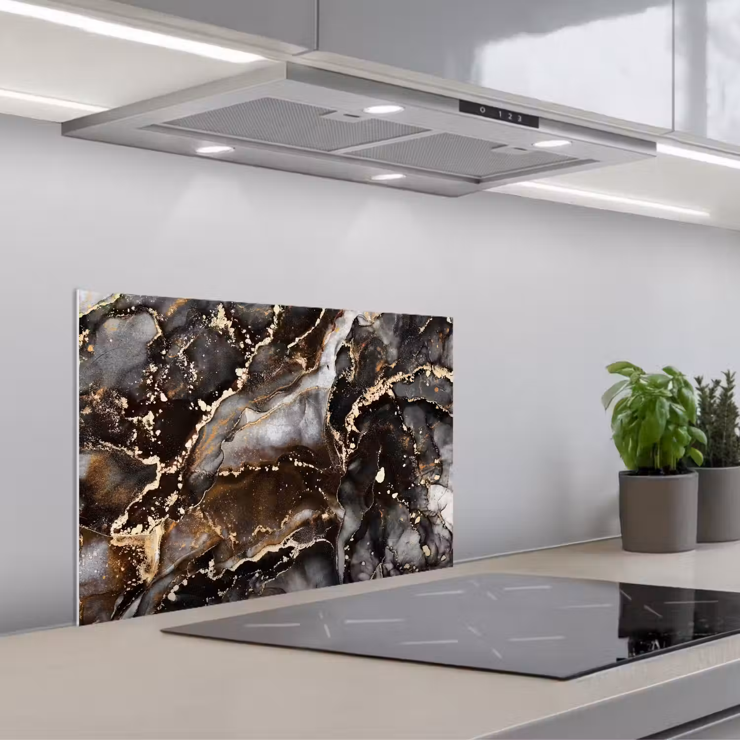 Marmer - Goud - Glitter - Luxe keuken achterwand spatscherm klein -3d_schuin