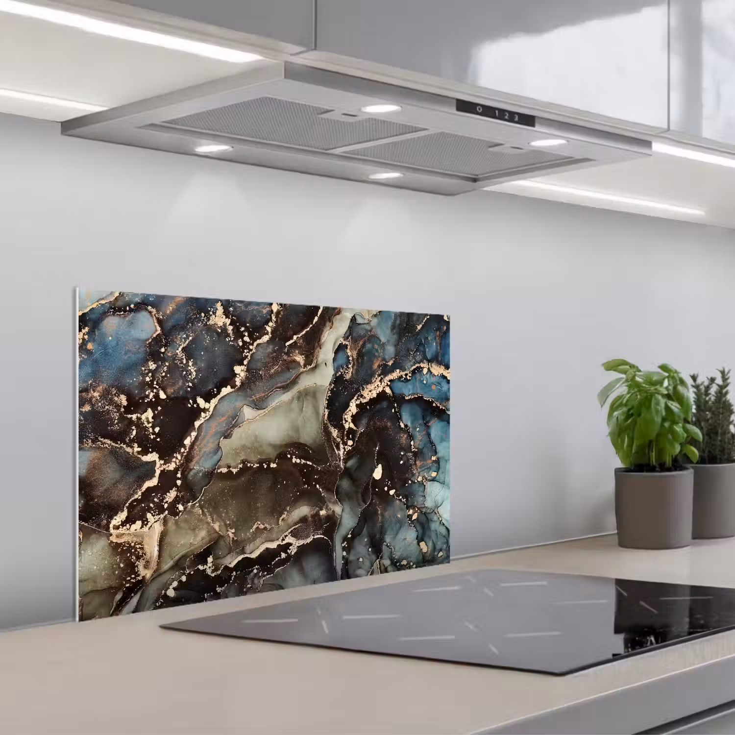 Marmer - Goud - Groen keuken achterwand spatscherm klein -3d_schuin